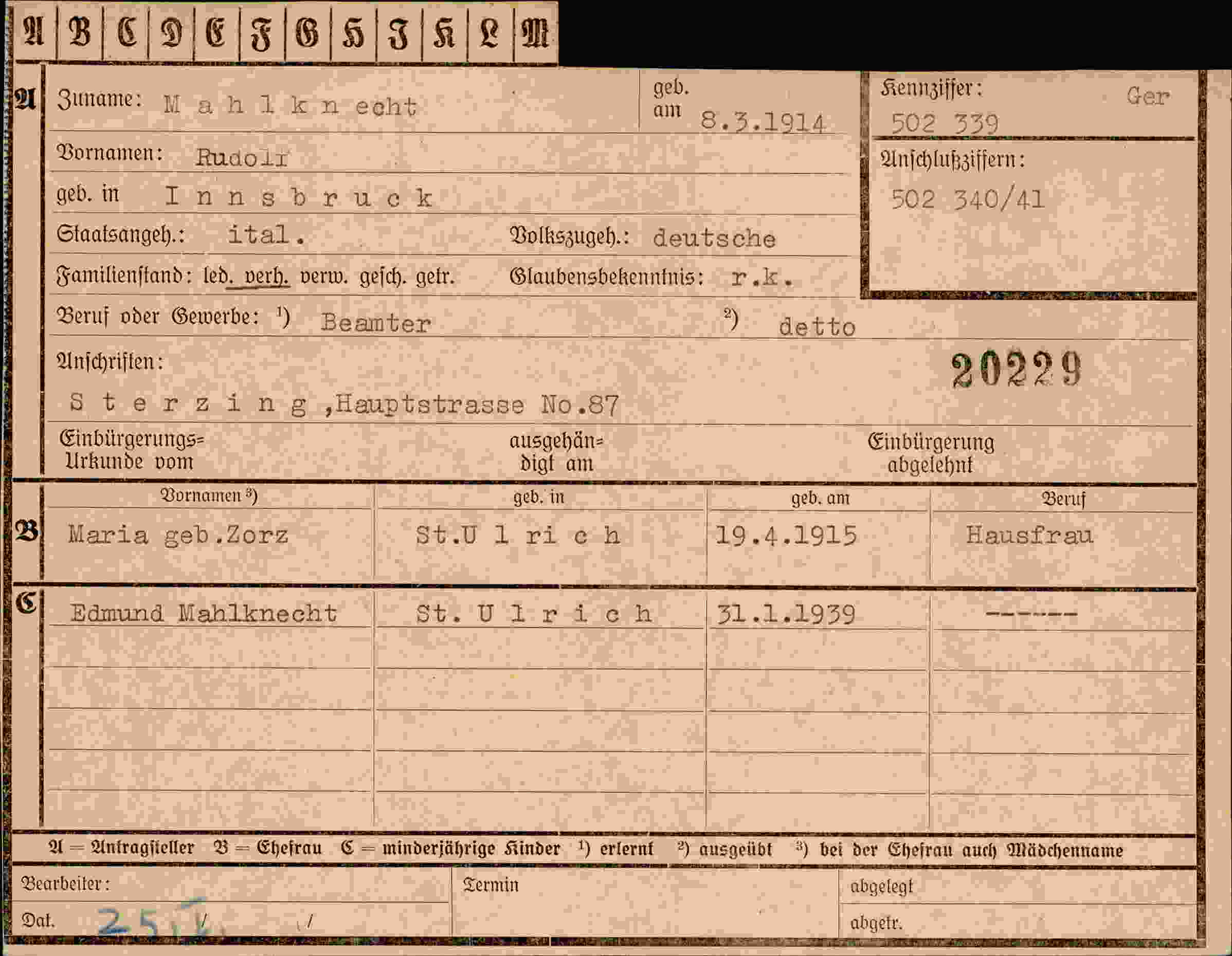 Dokument für Rudolf Mahlknecht