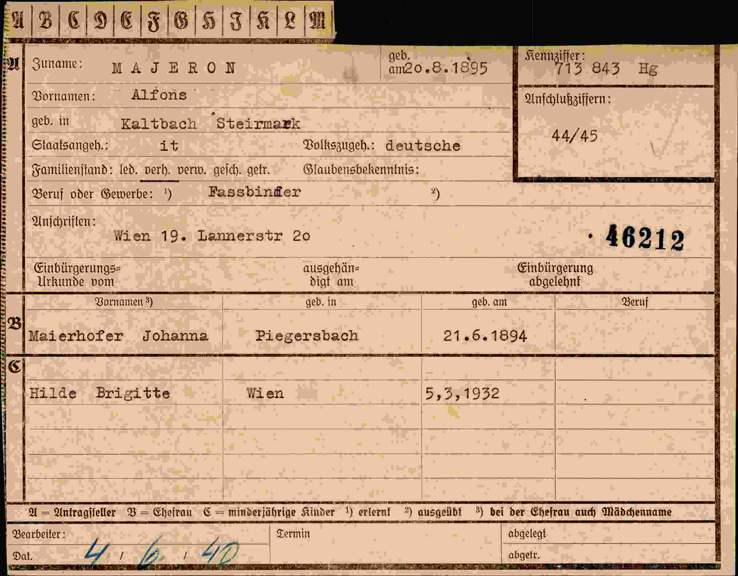 Vorderseite des Dokuments