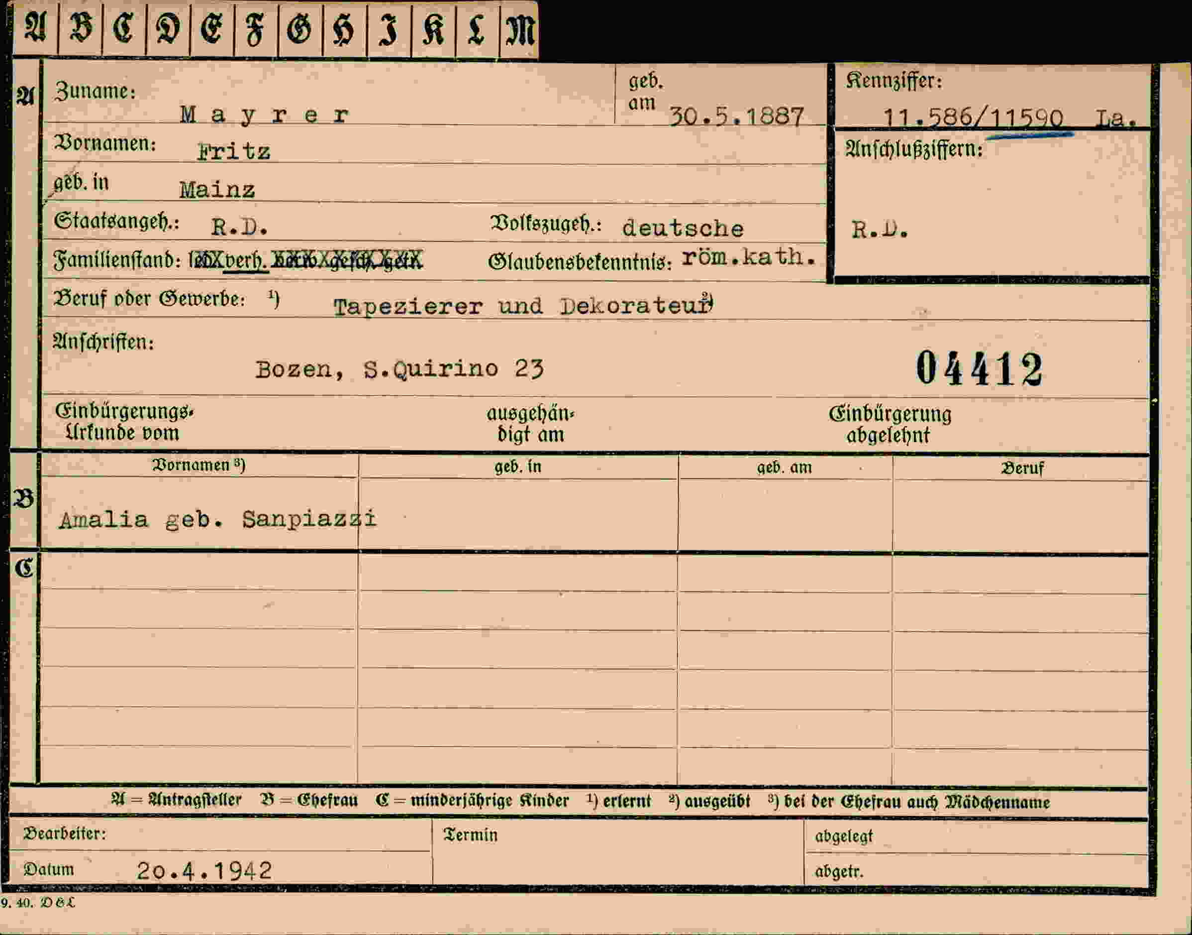 Dokument für Fritz Mayrer