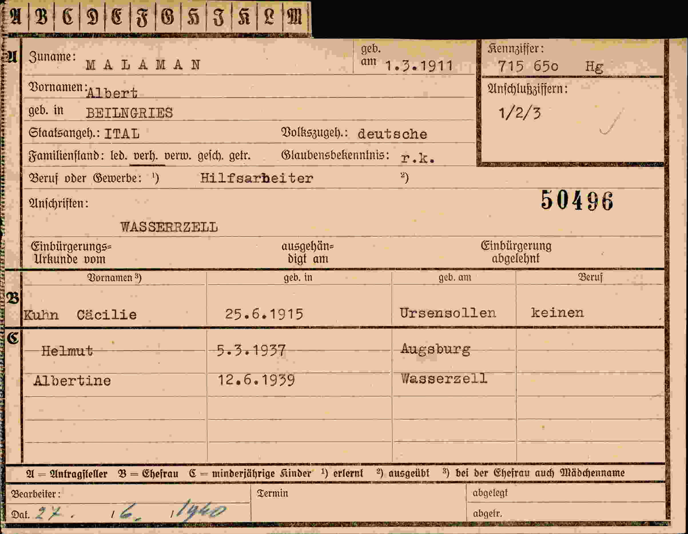 Vorderseite des Dokuments