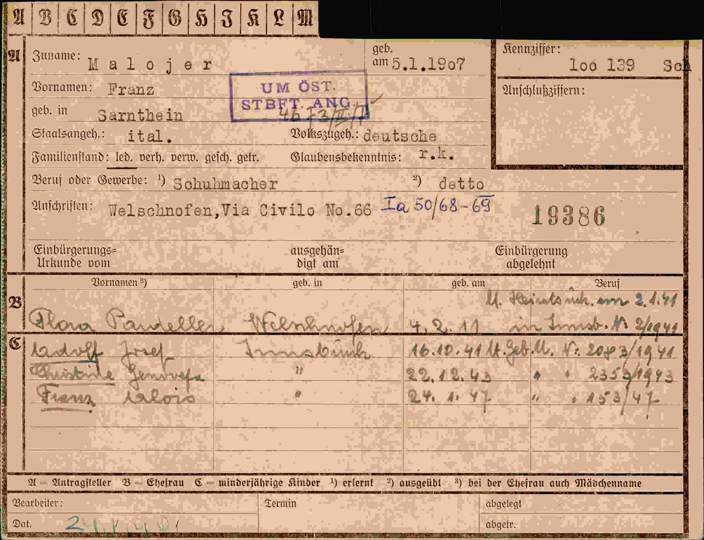 Vorderseite des Dokuments