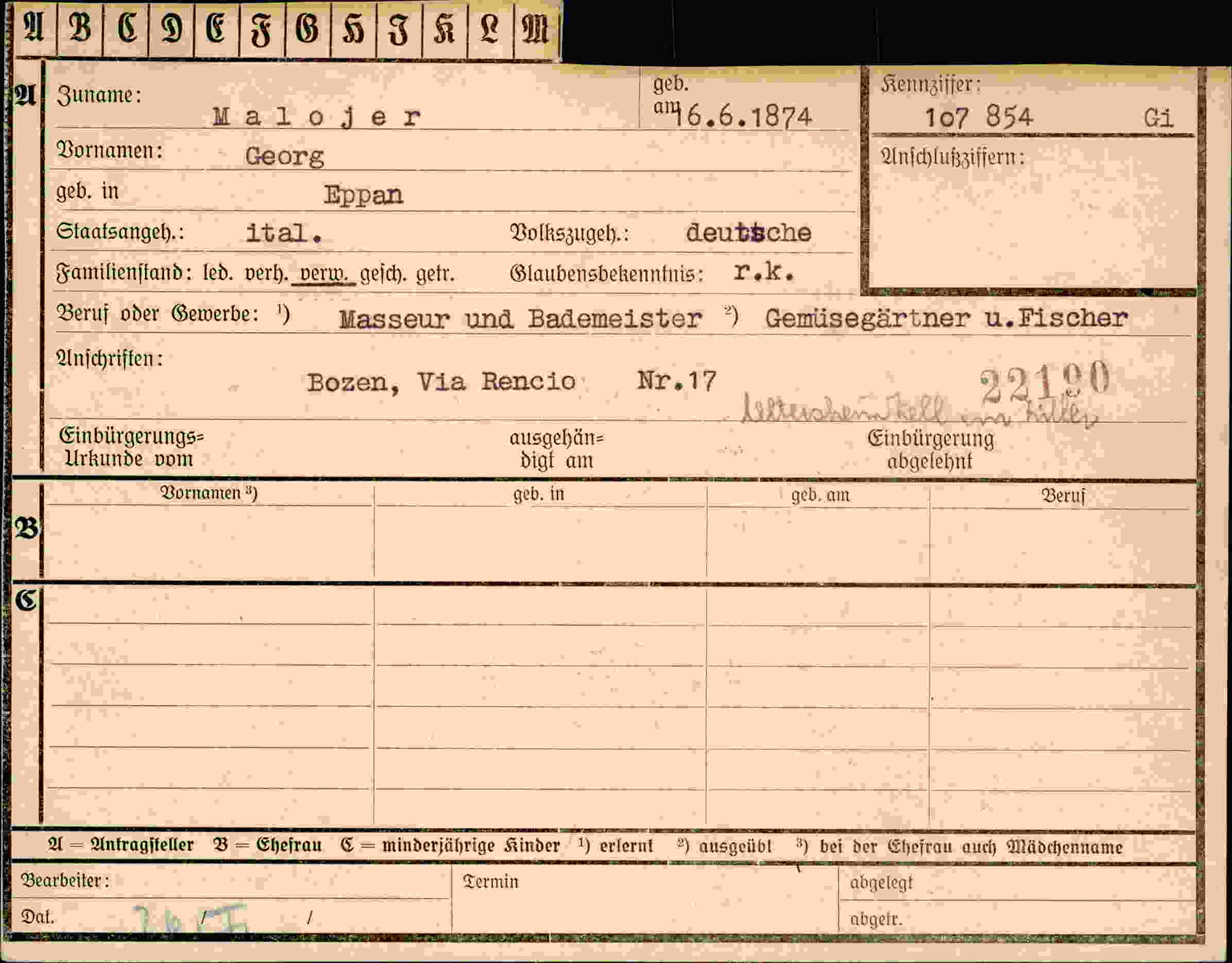 Dokument für Georg Malojer