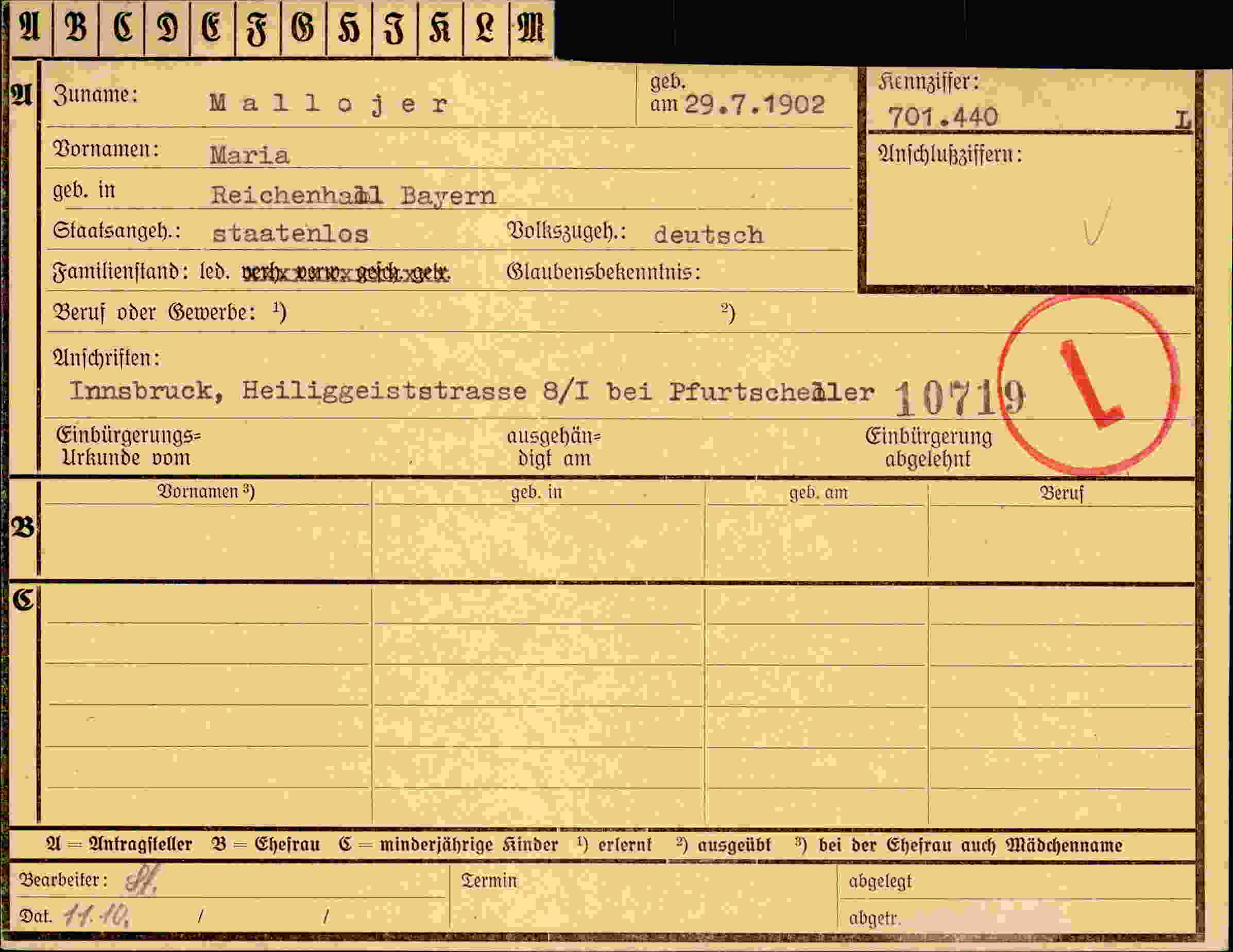 Vorderseite des Dokuments
