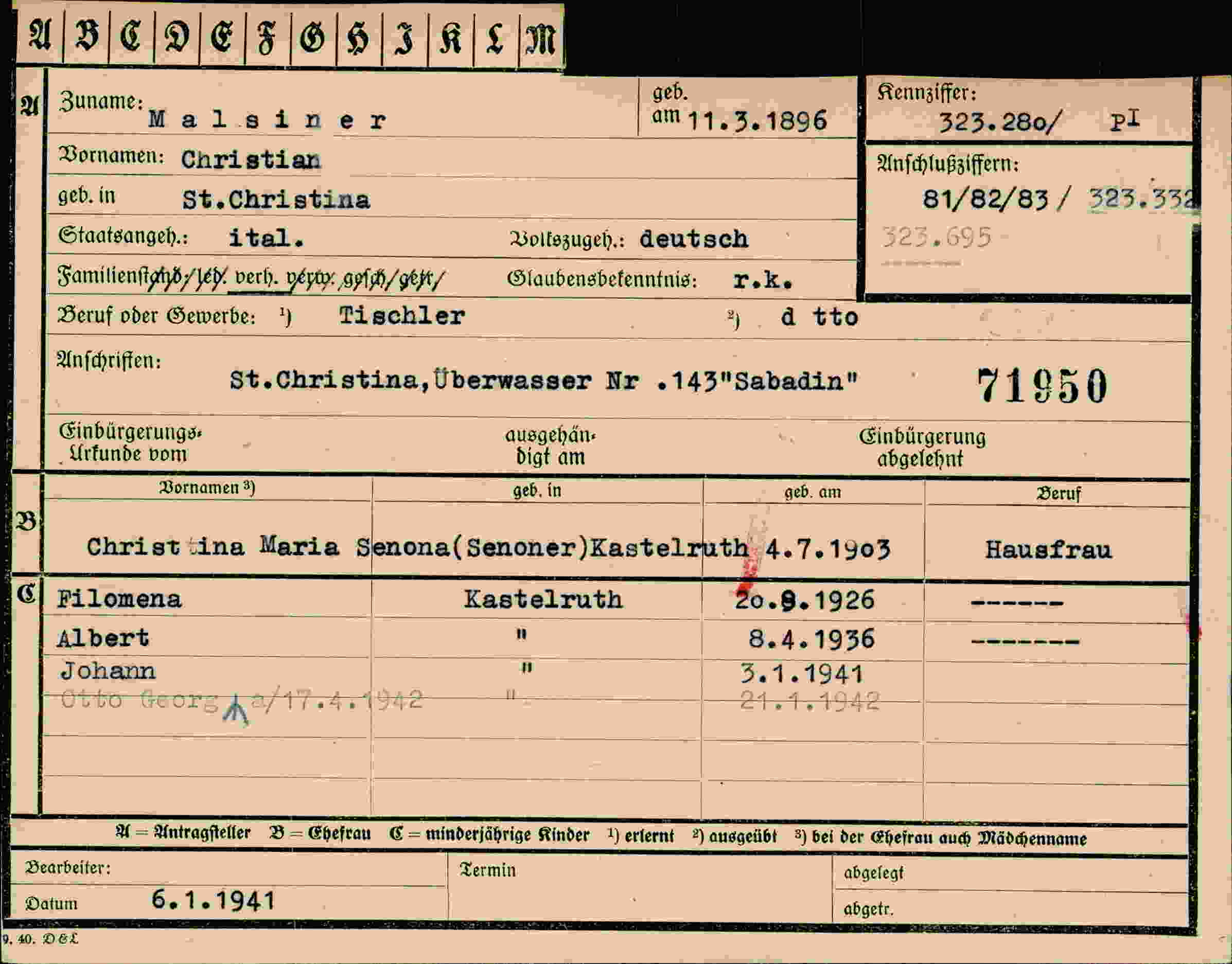 Vorderseite des Dokuments