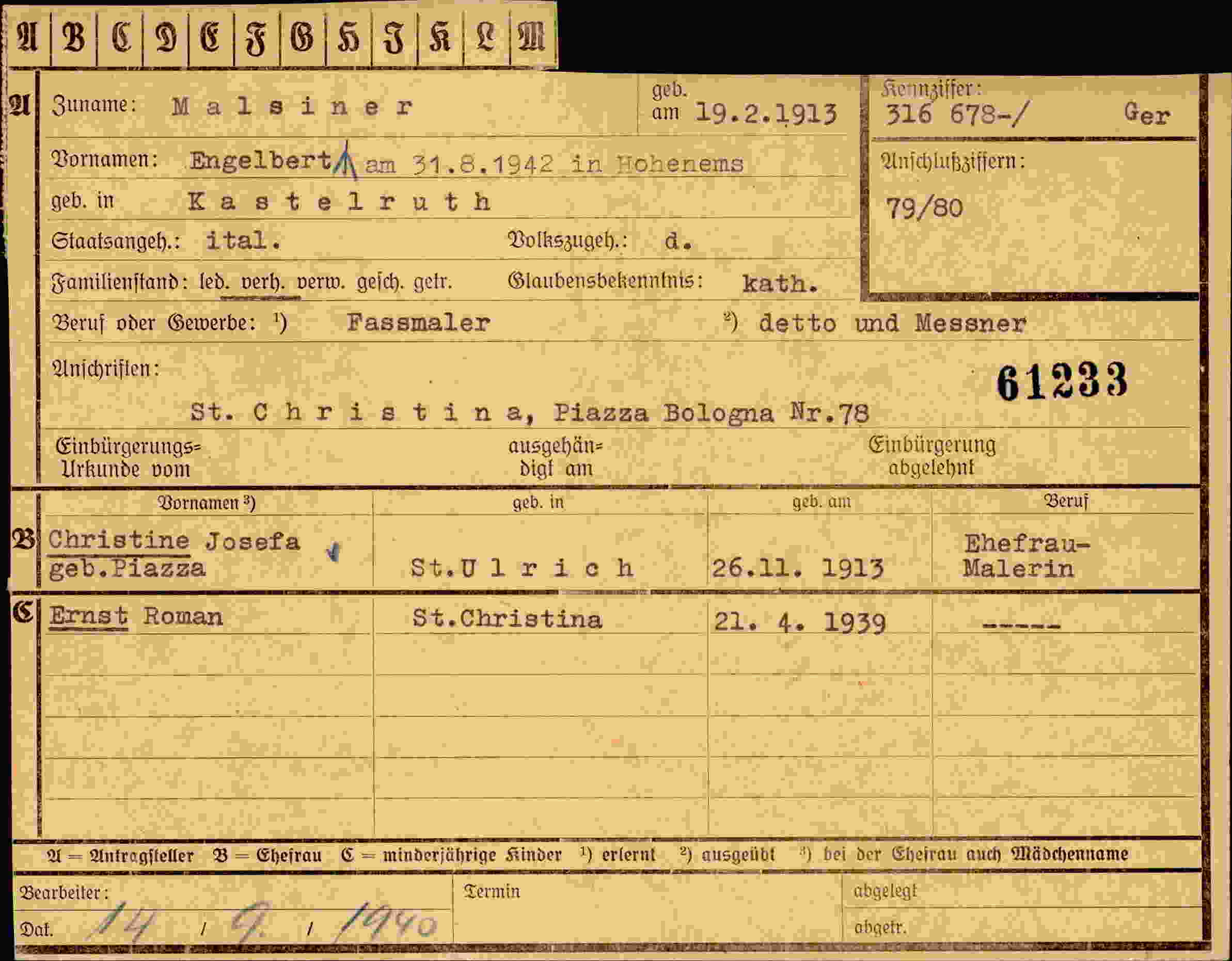 Dokument für Engelbert Malsiner