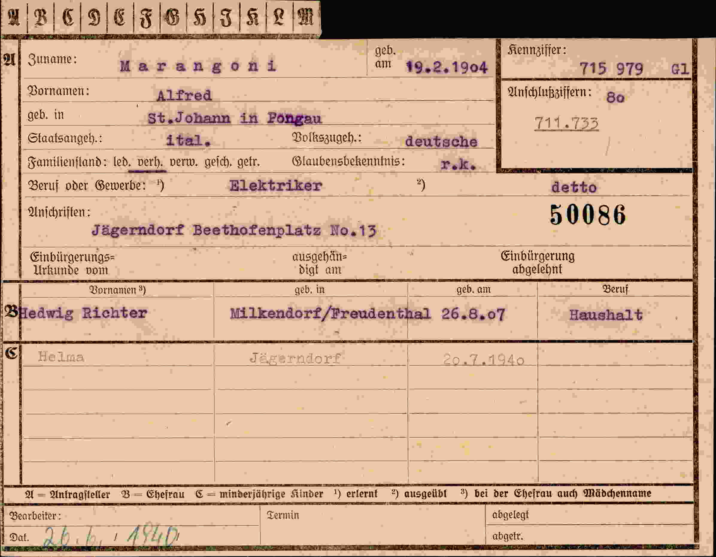 Dokument für Alfred Marangoni