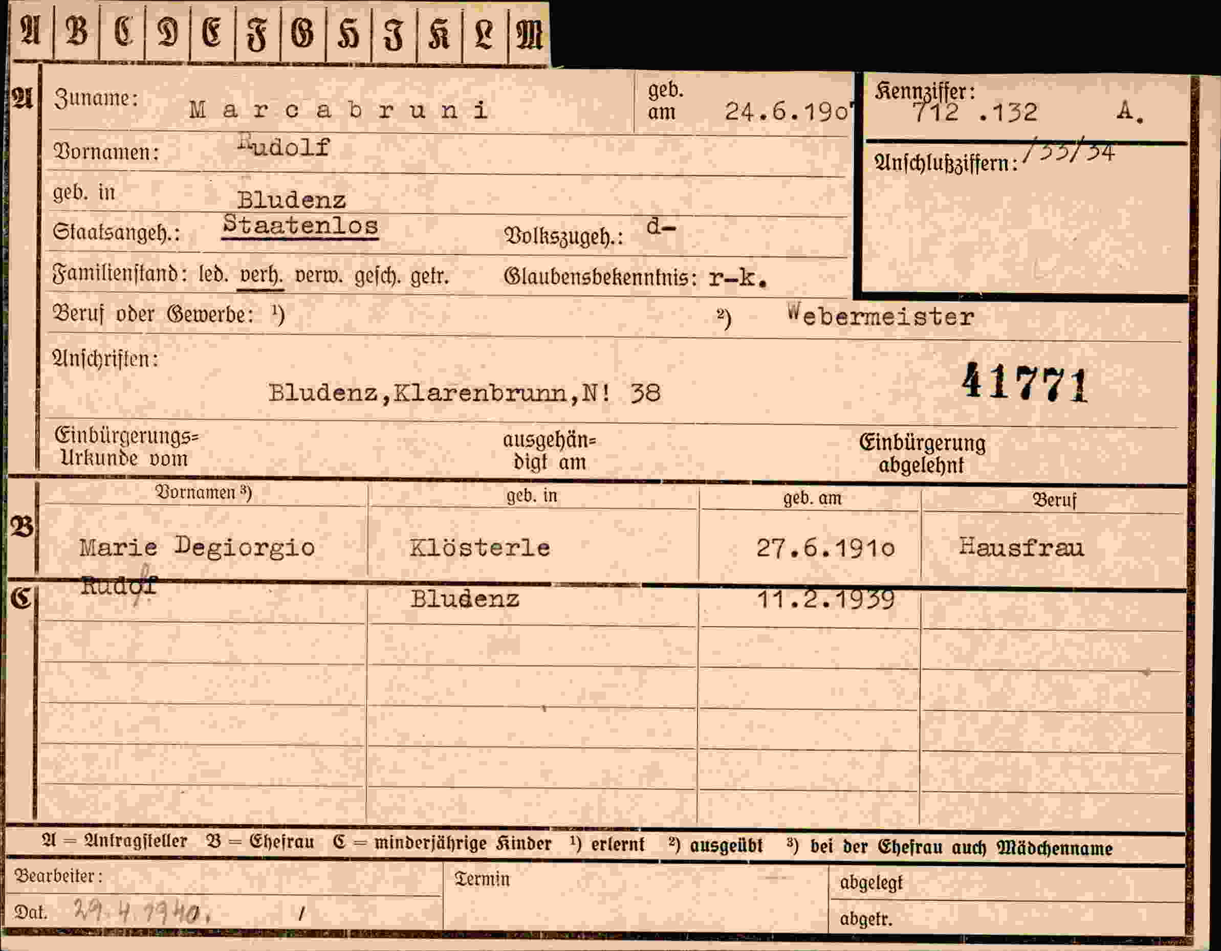 Dokument für Rudolf Marcabruni