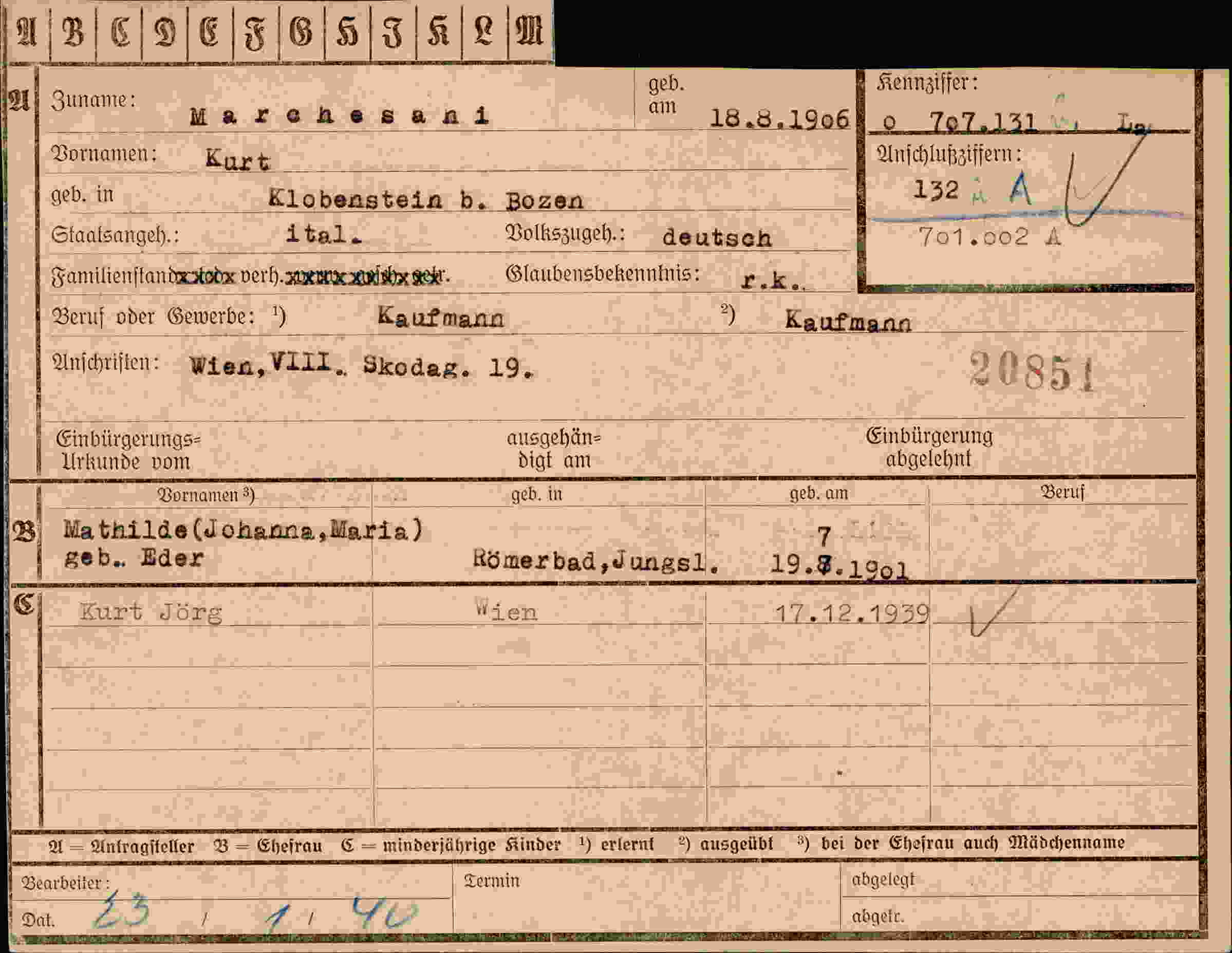 Vorderseite des Dokuments