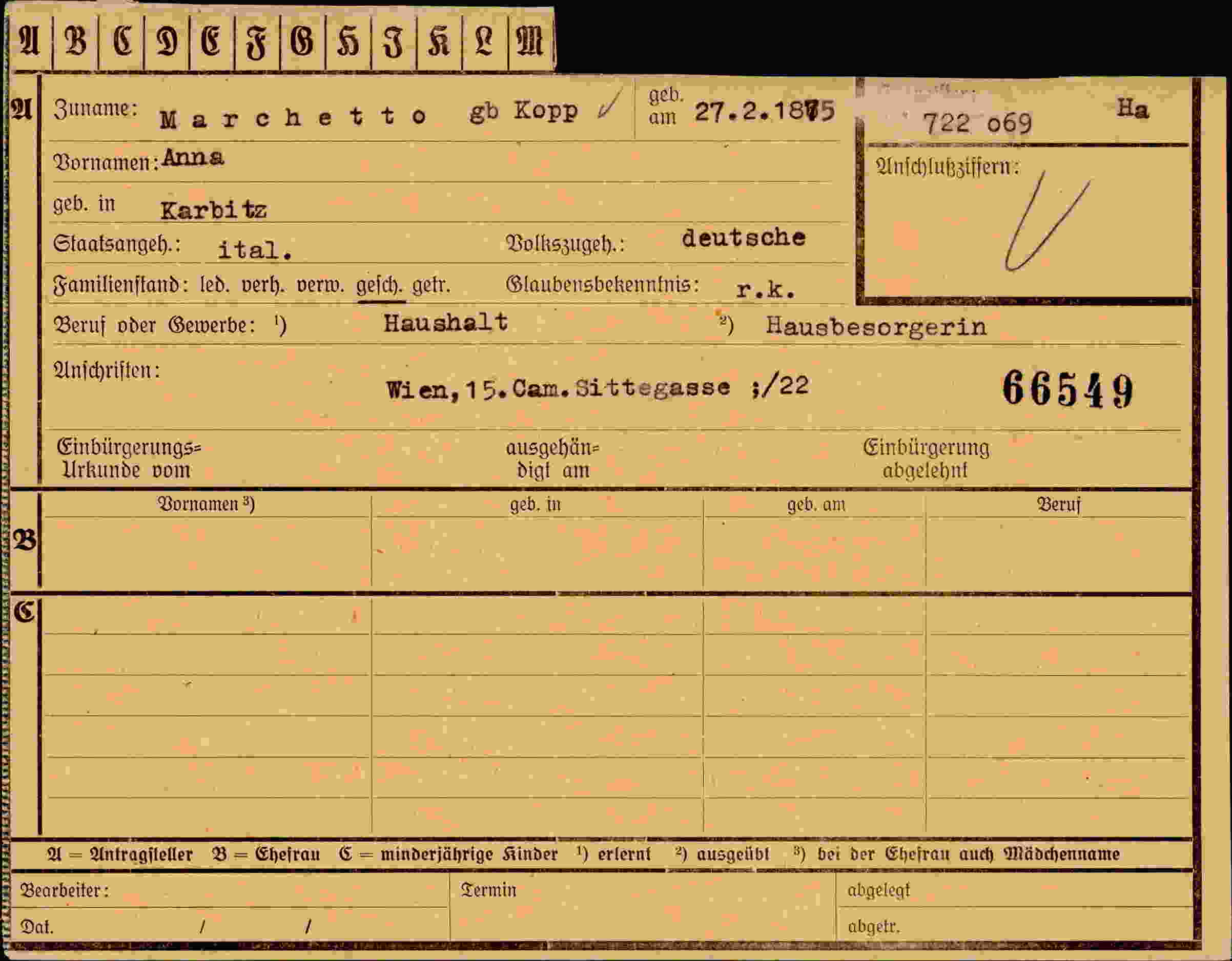 Vorderseite des Dokuments