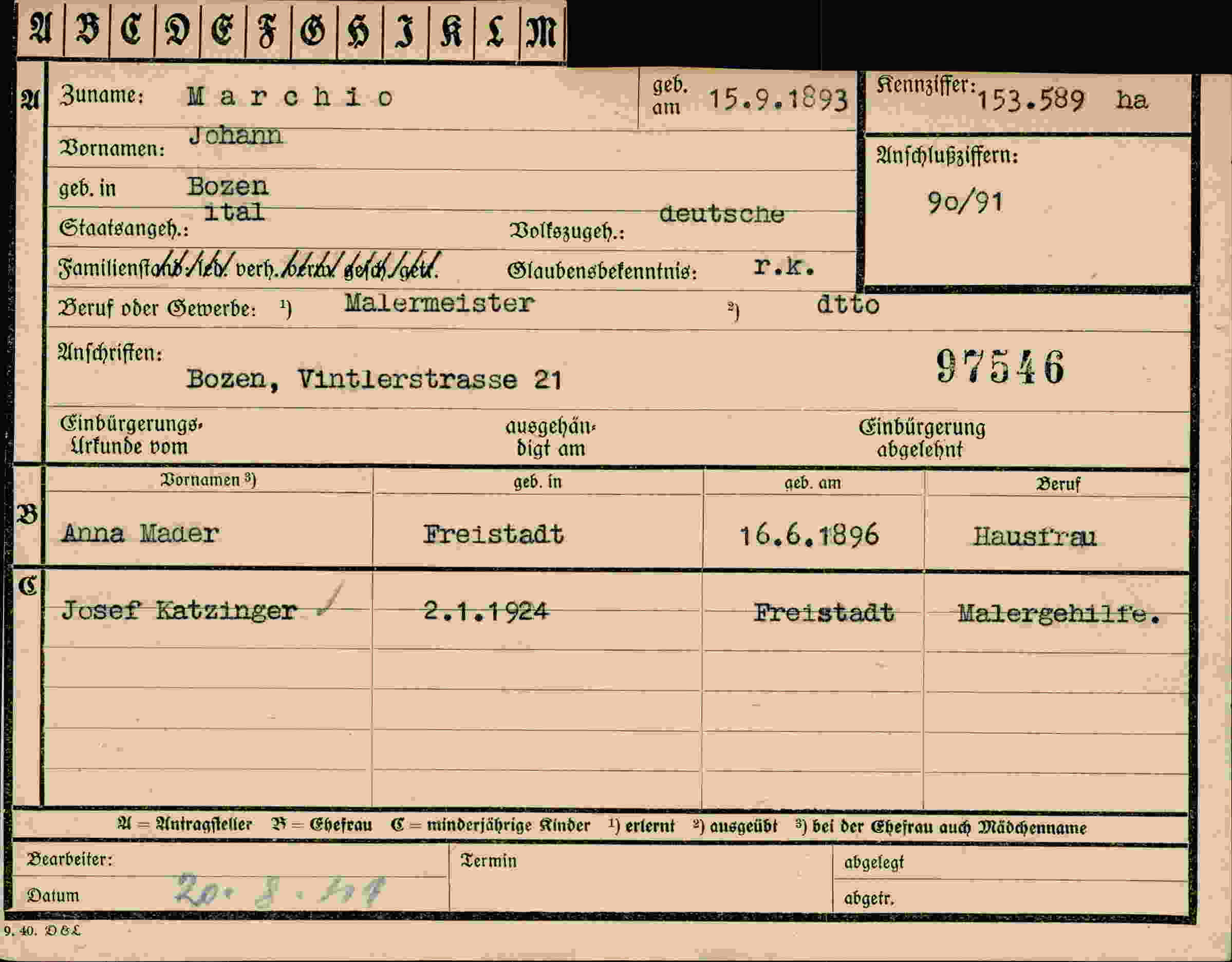 Vorderseite des Dokuments