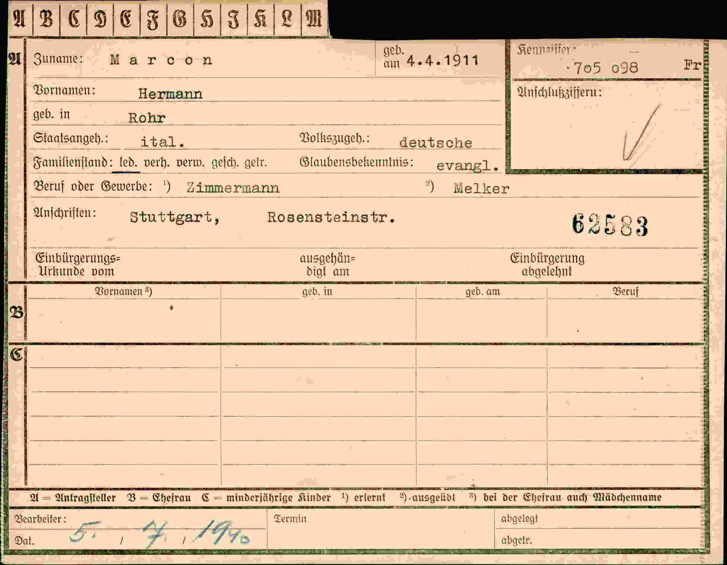Dokument für Hermann Marcon