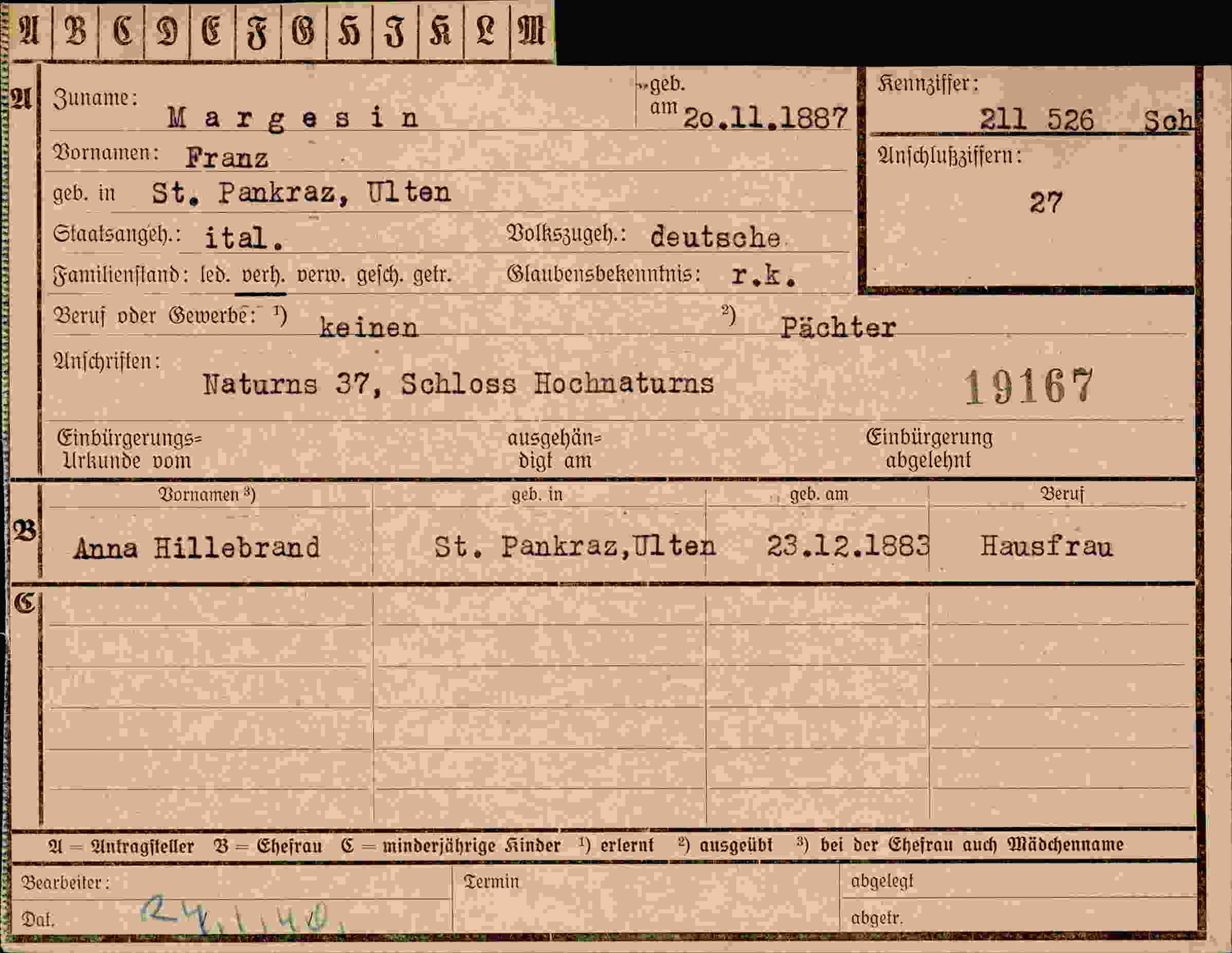Vorderseite des Dokuments