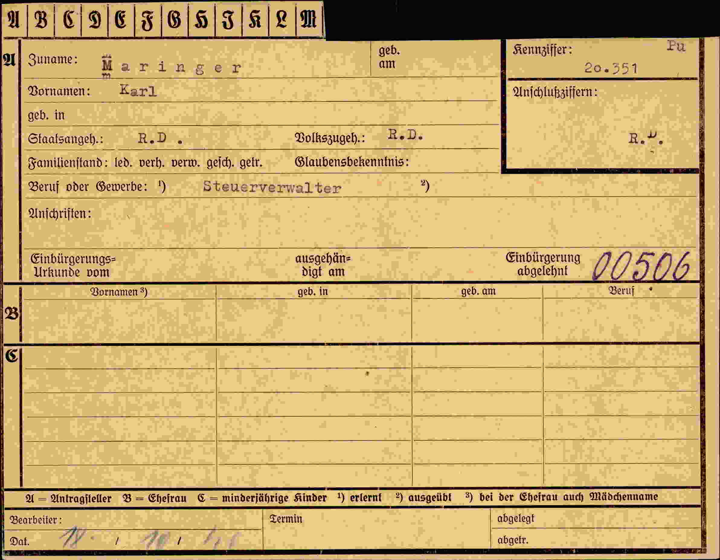 Dokument für Karl Maringer