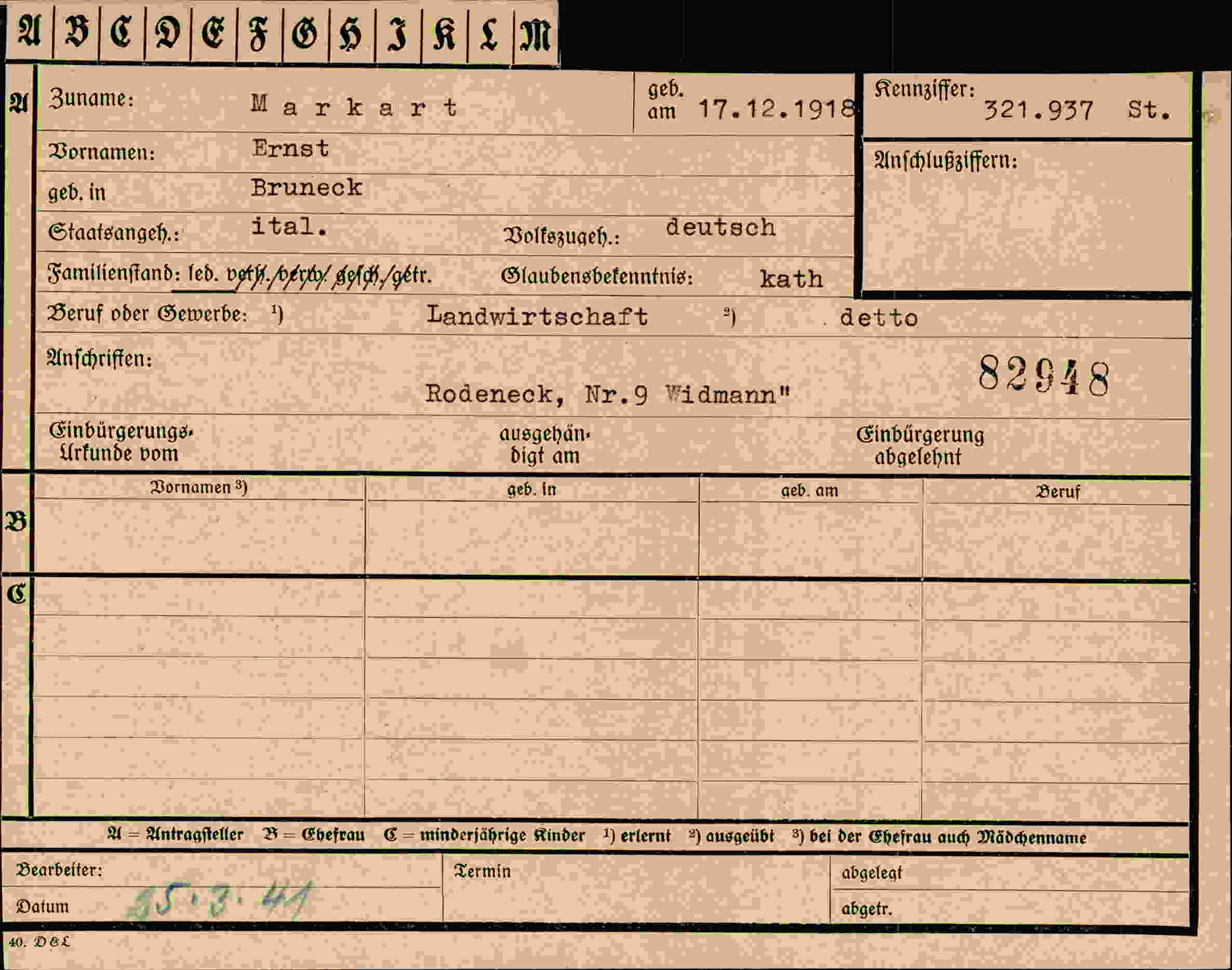 Dokument für Ernst Markart