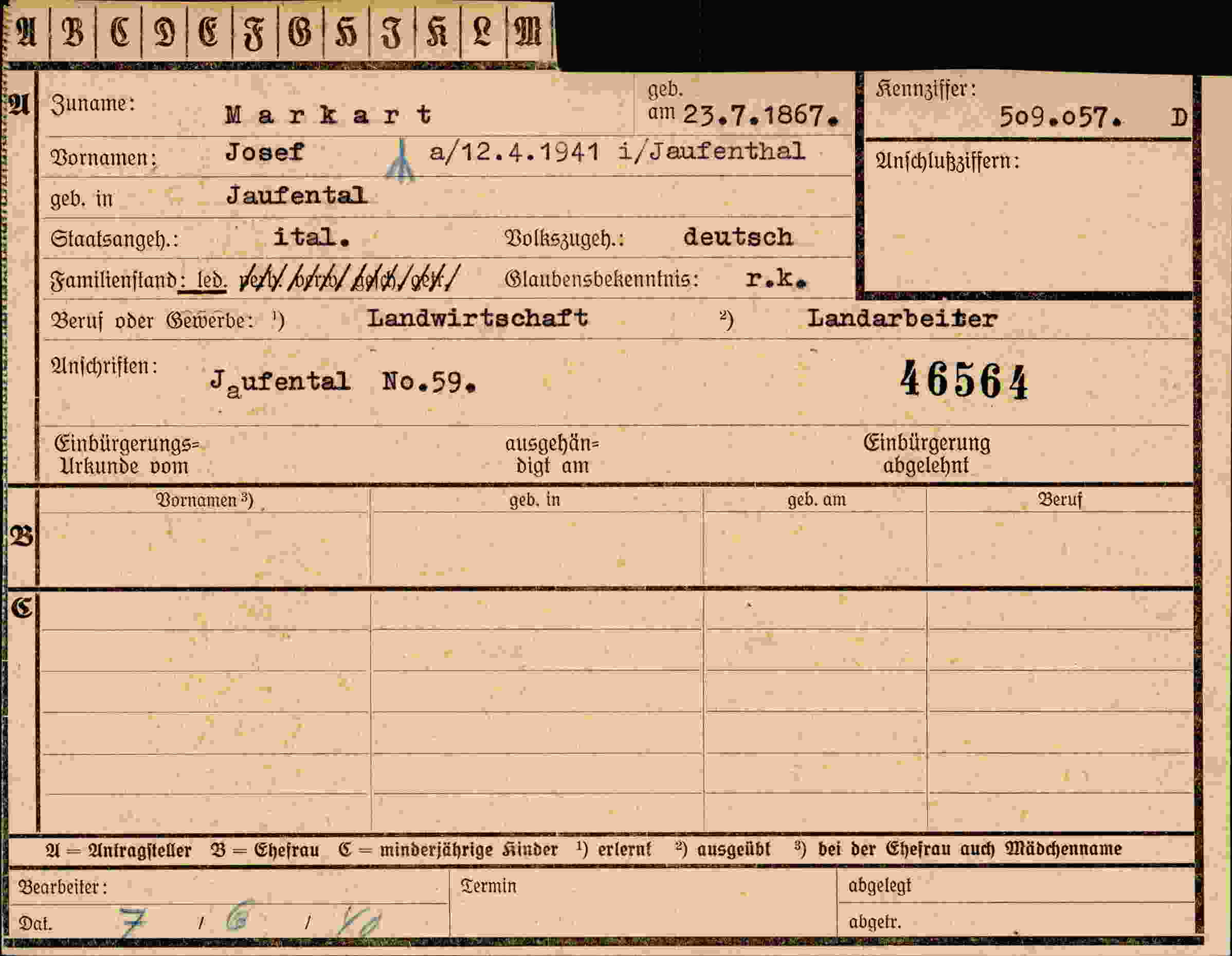 Vorderseite des Dokuments