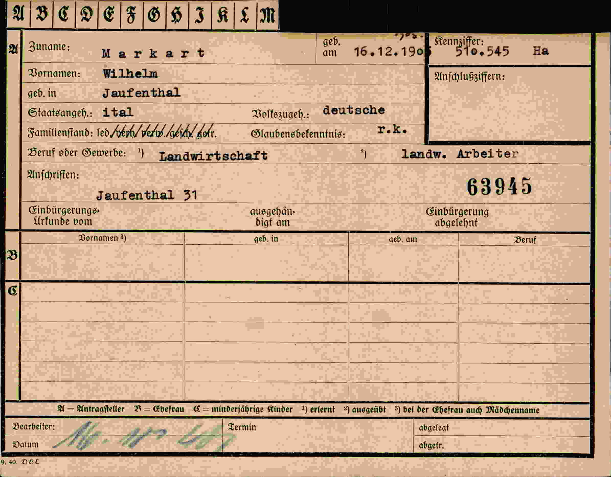 Dokument für Wilhelm Markart