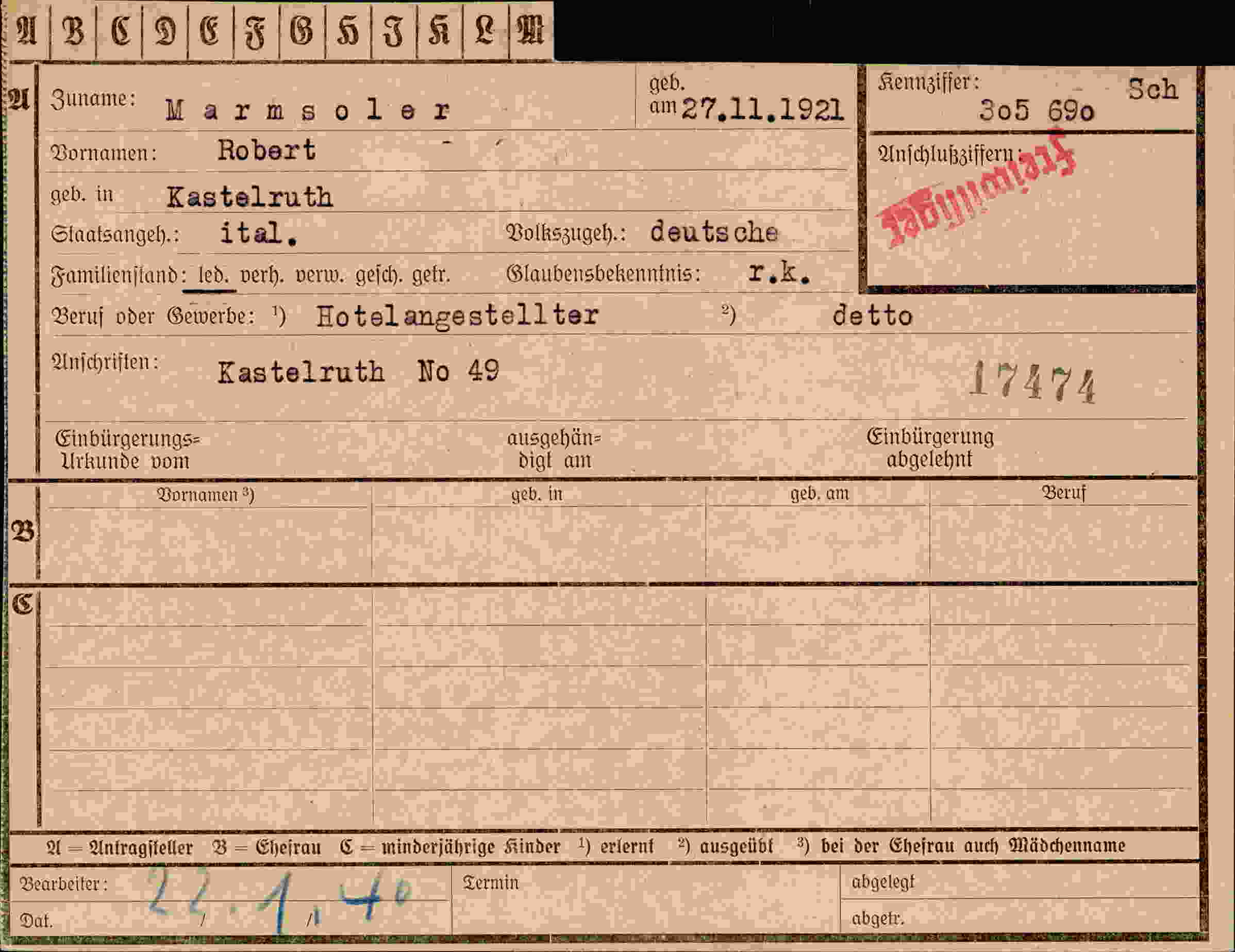 Vorderseite des Dokuments