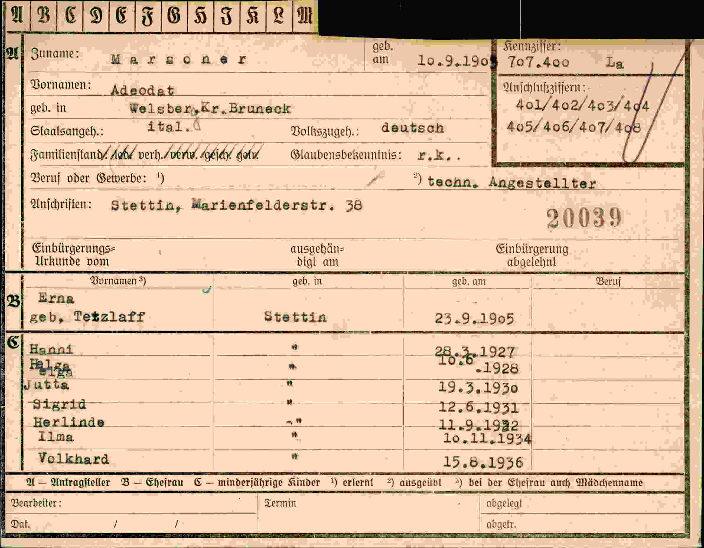 Dokument für Adeodat Marsoner