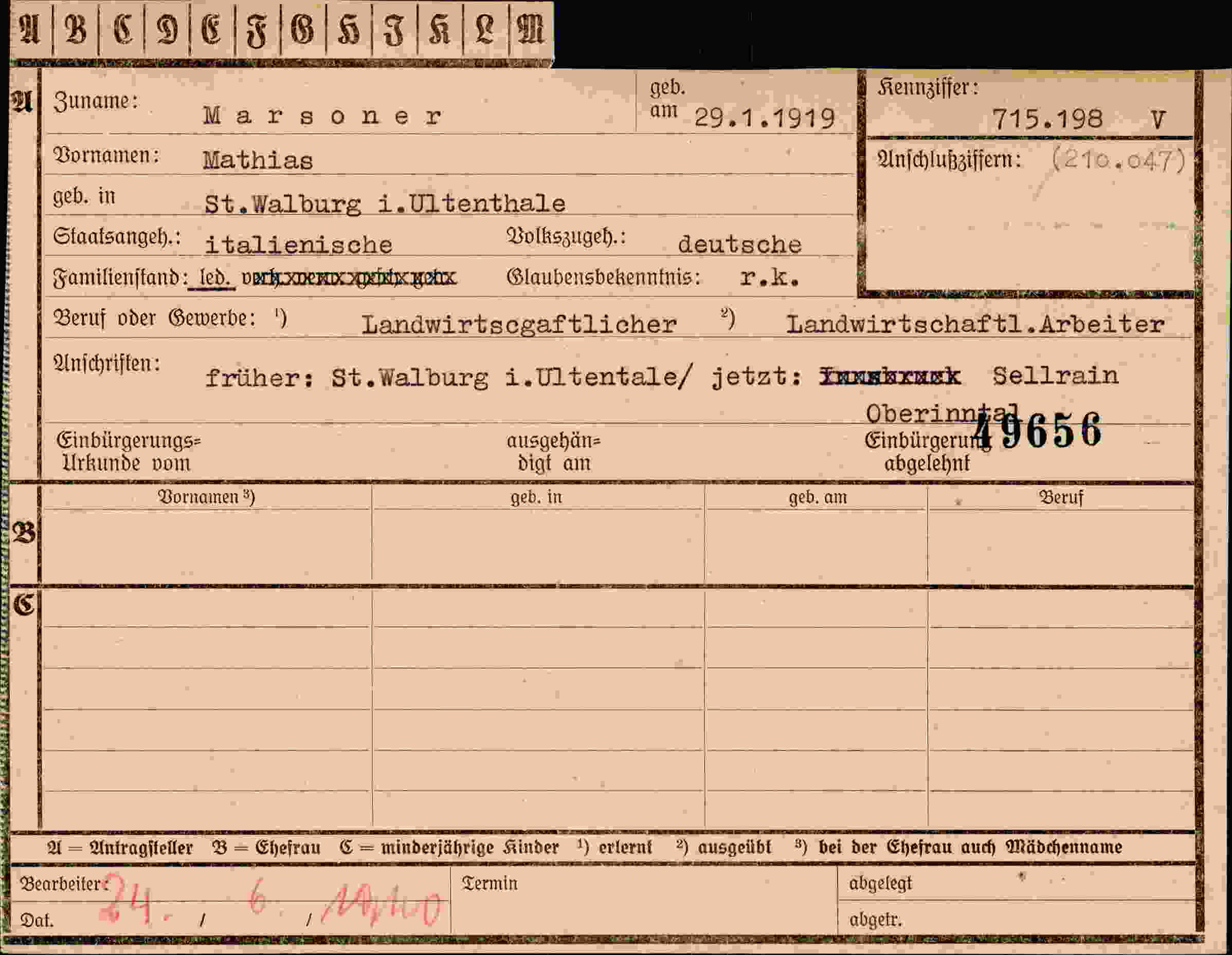 Dokument für Mathias Marsoner