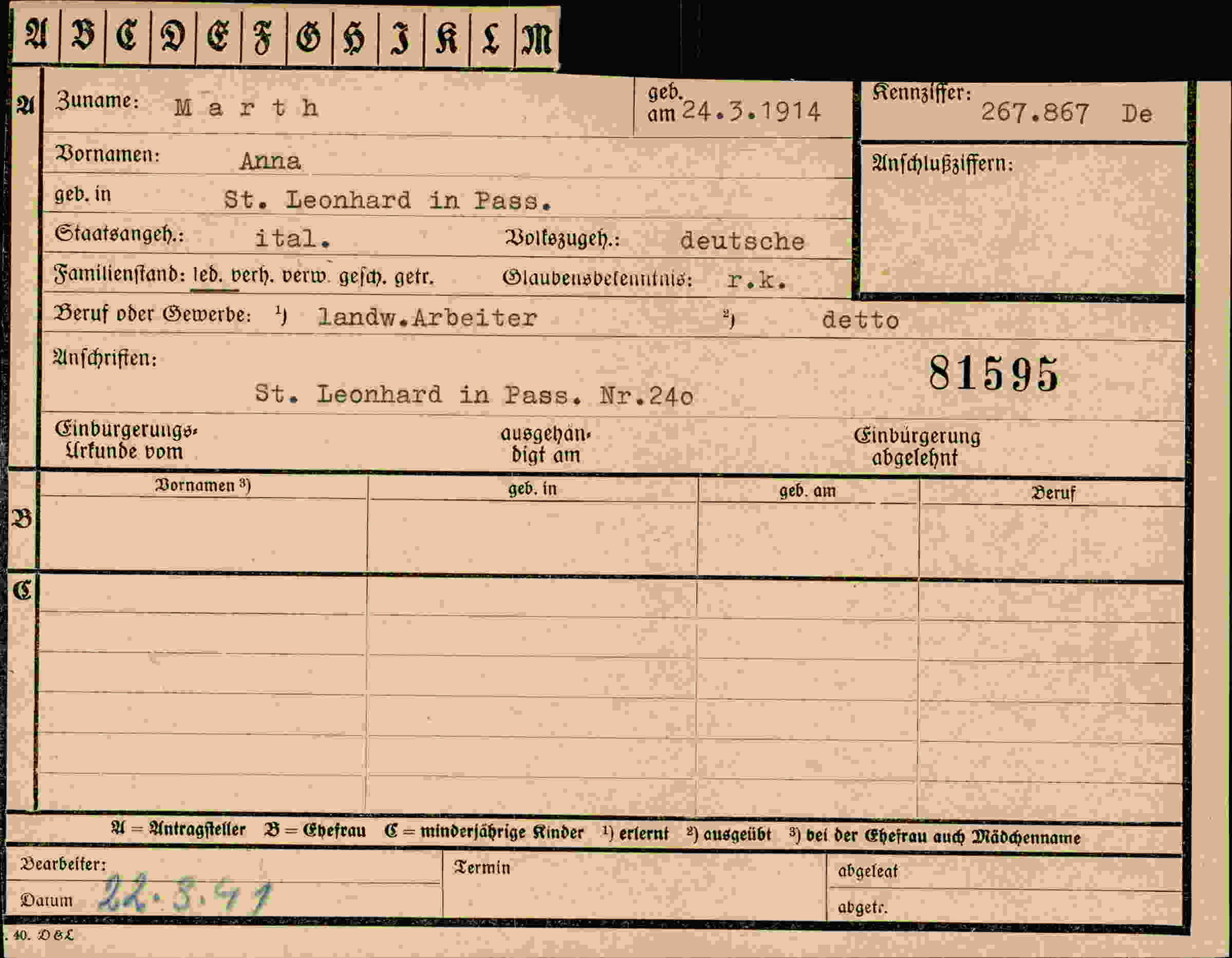 Dokument für Anna March
