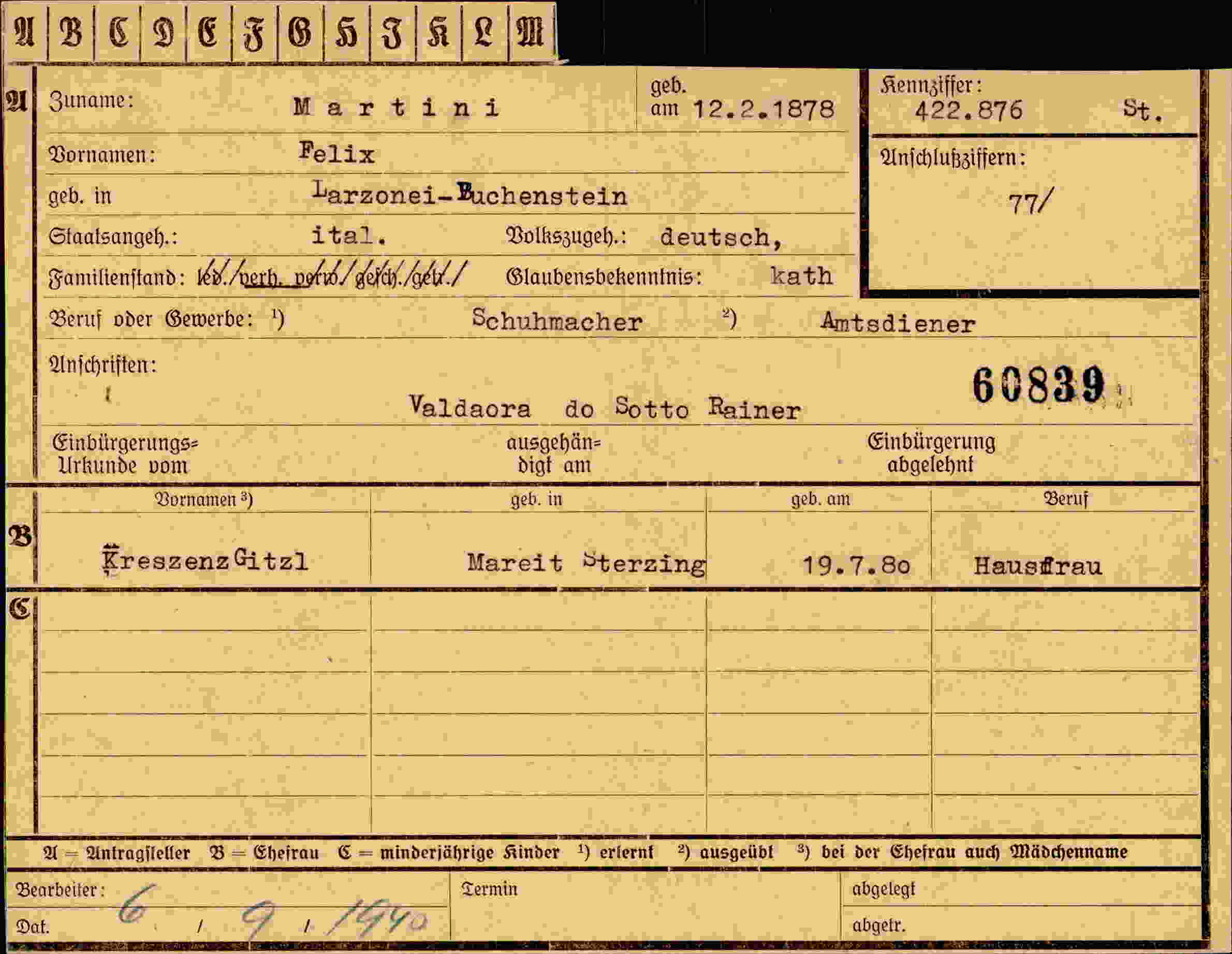 Dokument für Felix Martini