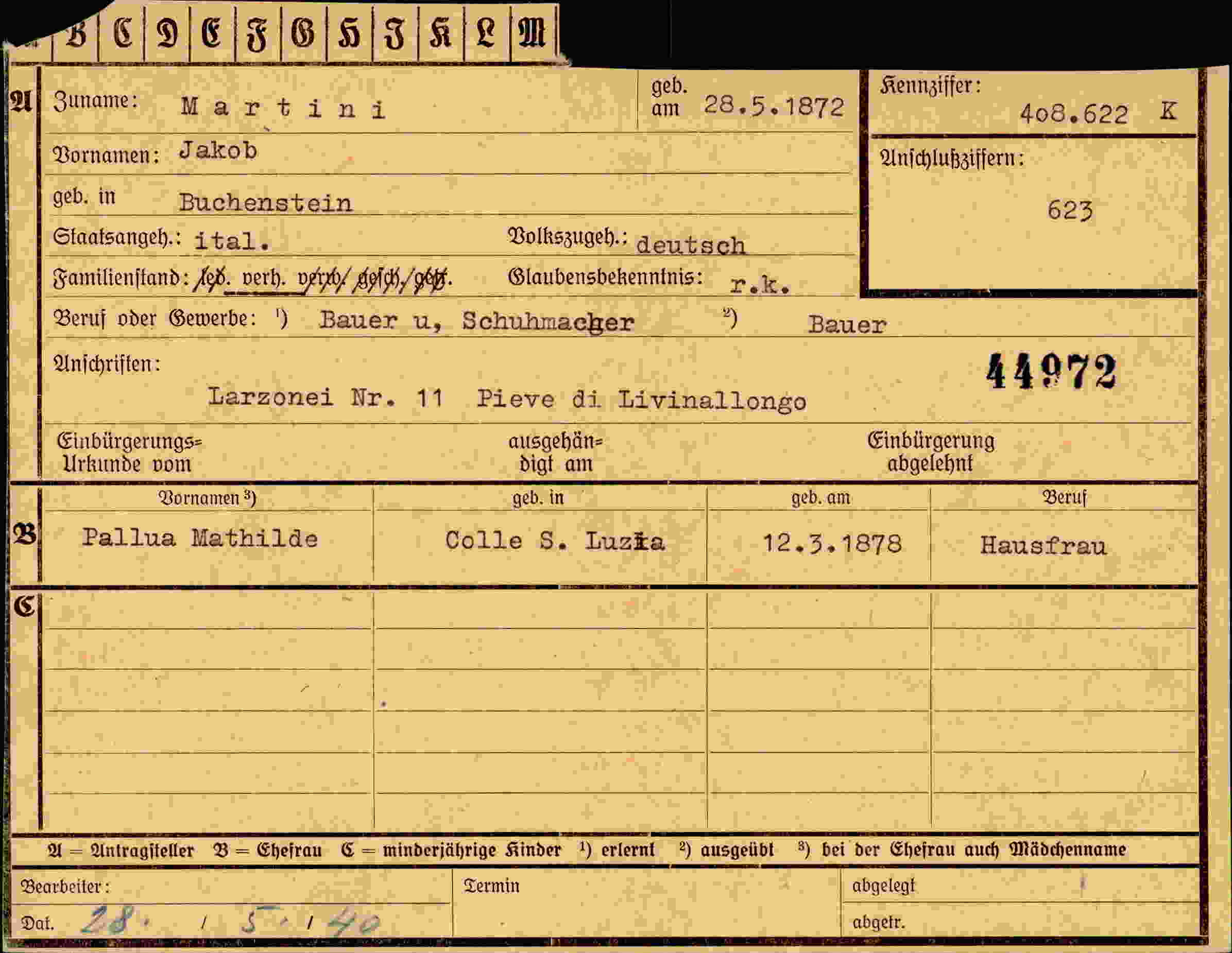 Dokument für Jakob Martini