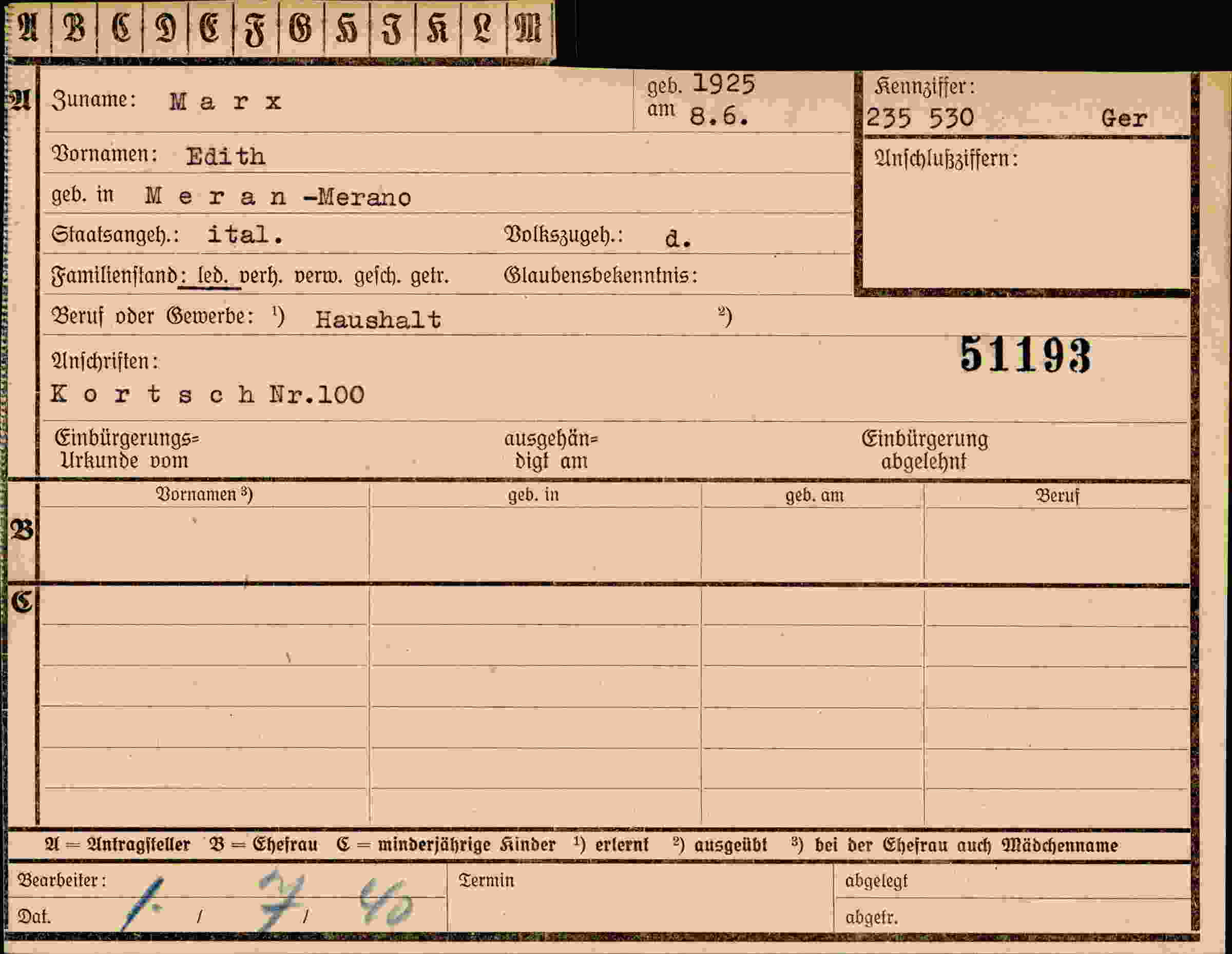 Vorderseite des Dokuments