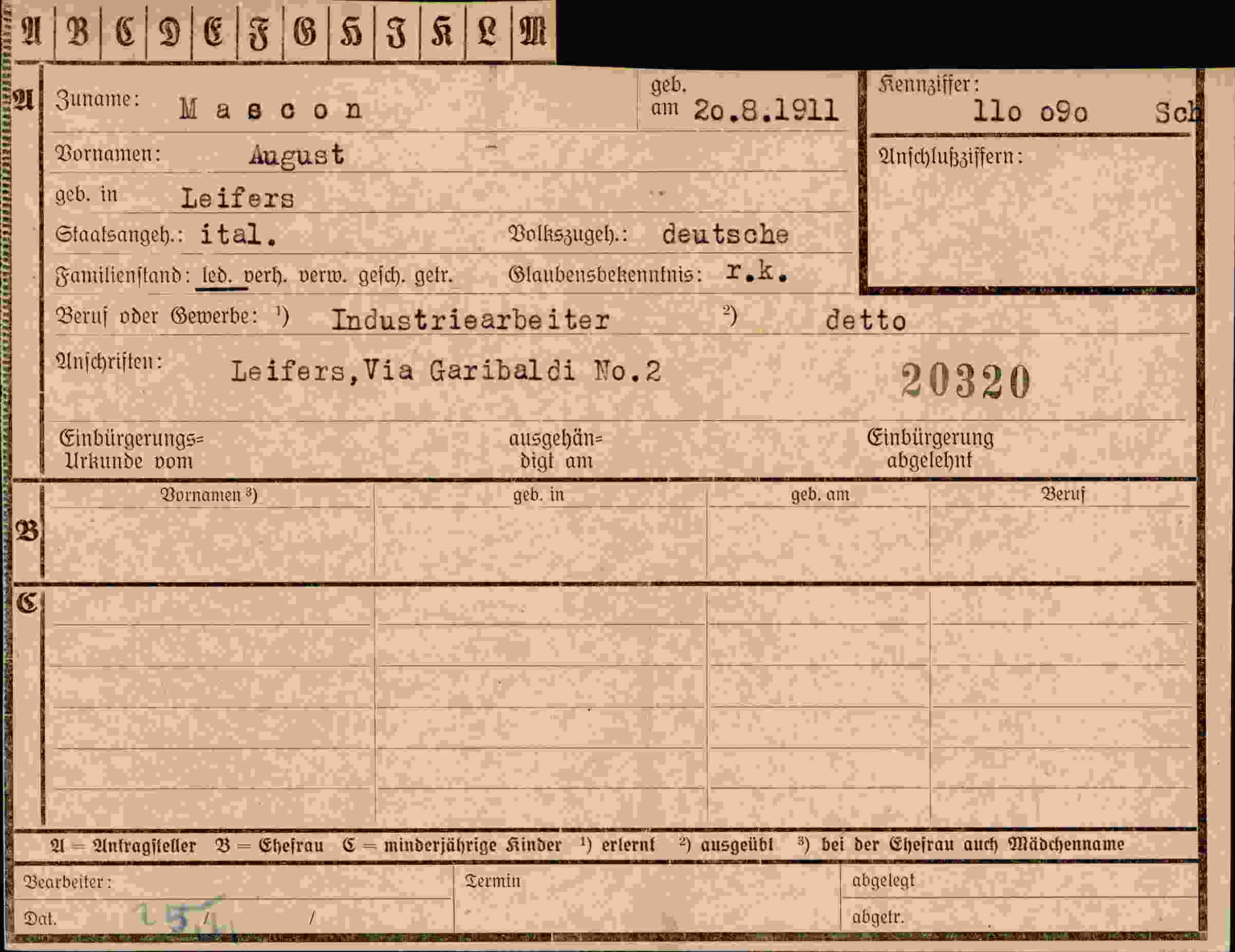 Vorderseite des Dokuments