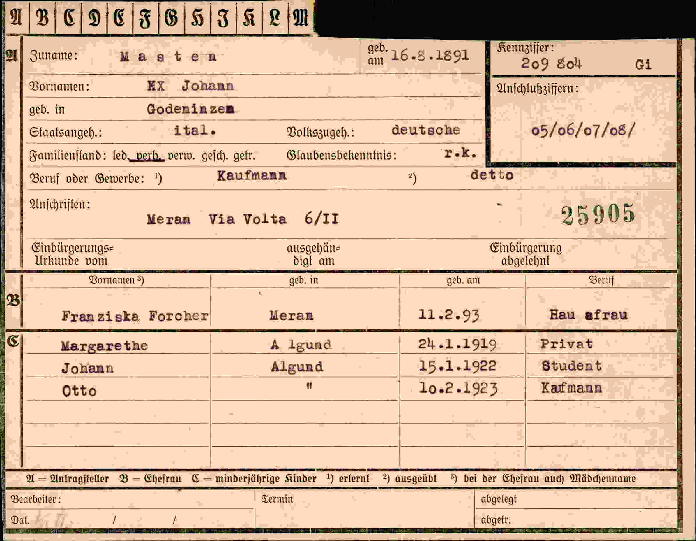 Vorderseite des Dokuments