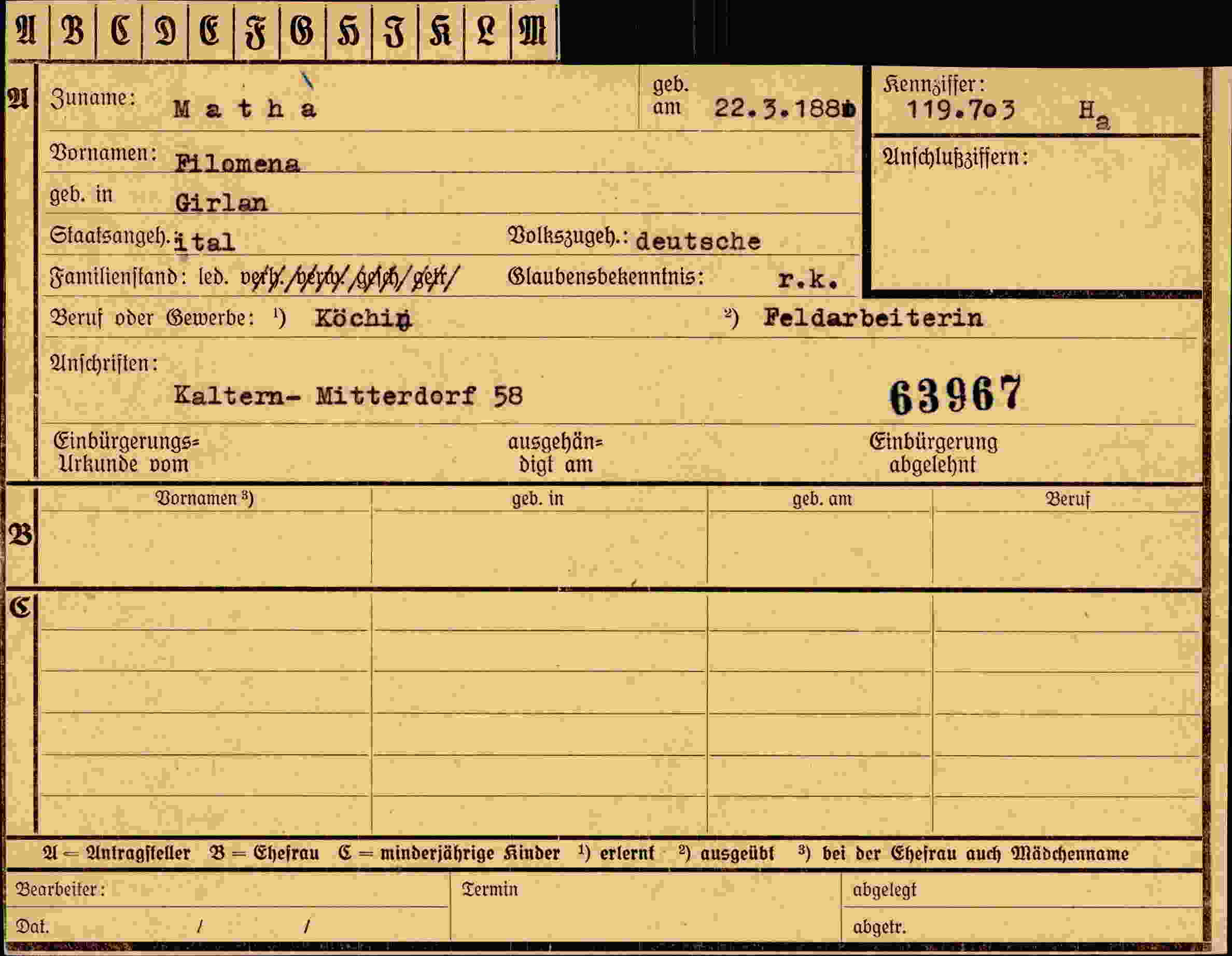 Dokument für Filomena Matha