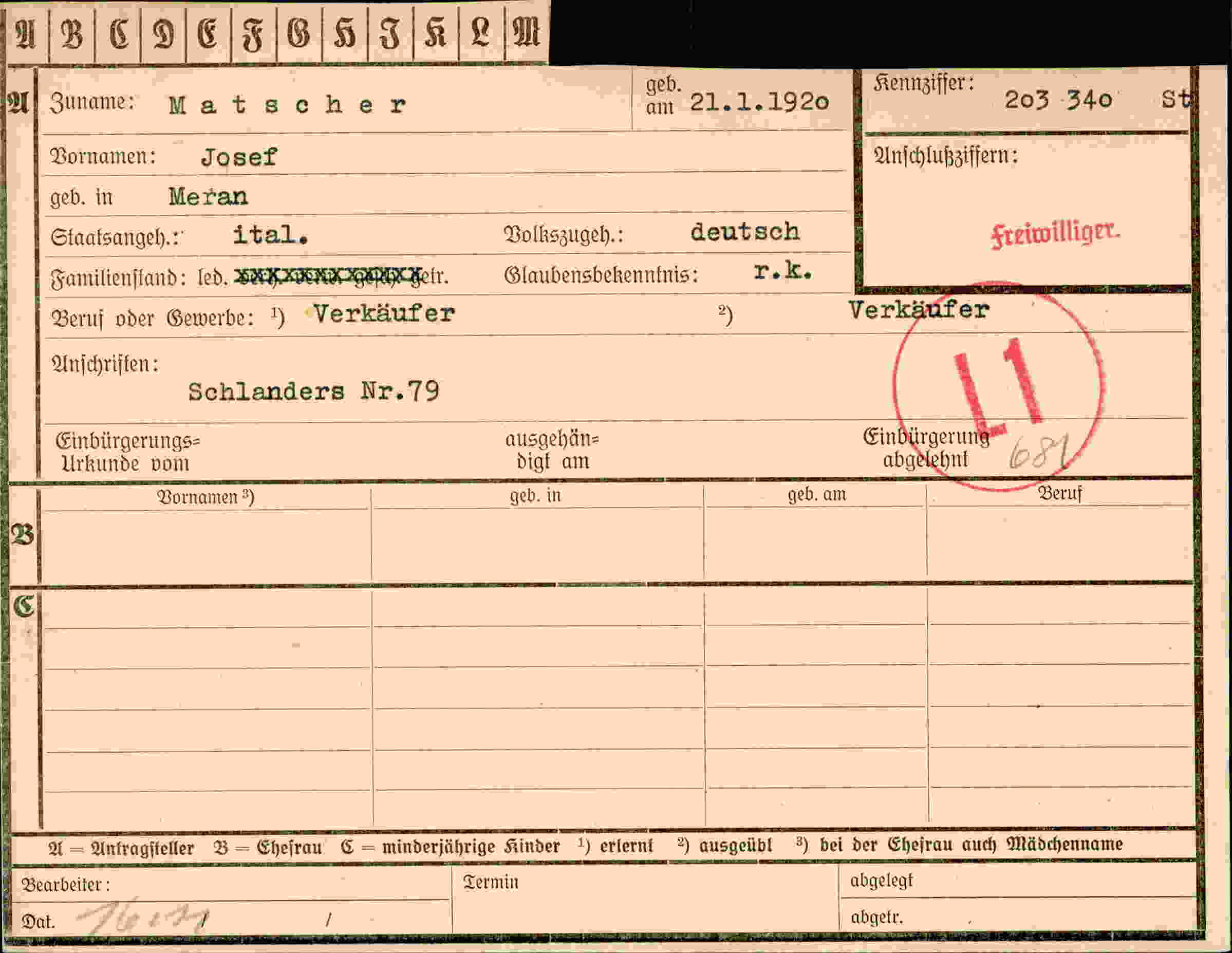 Vorderseite des Dokuments