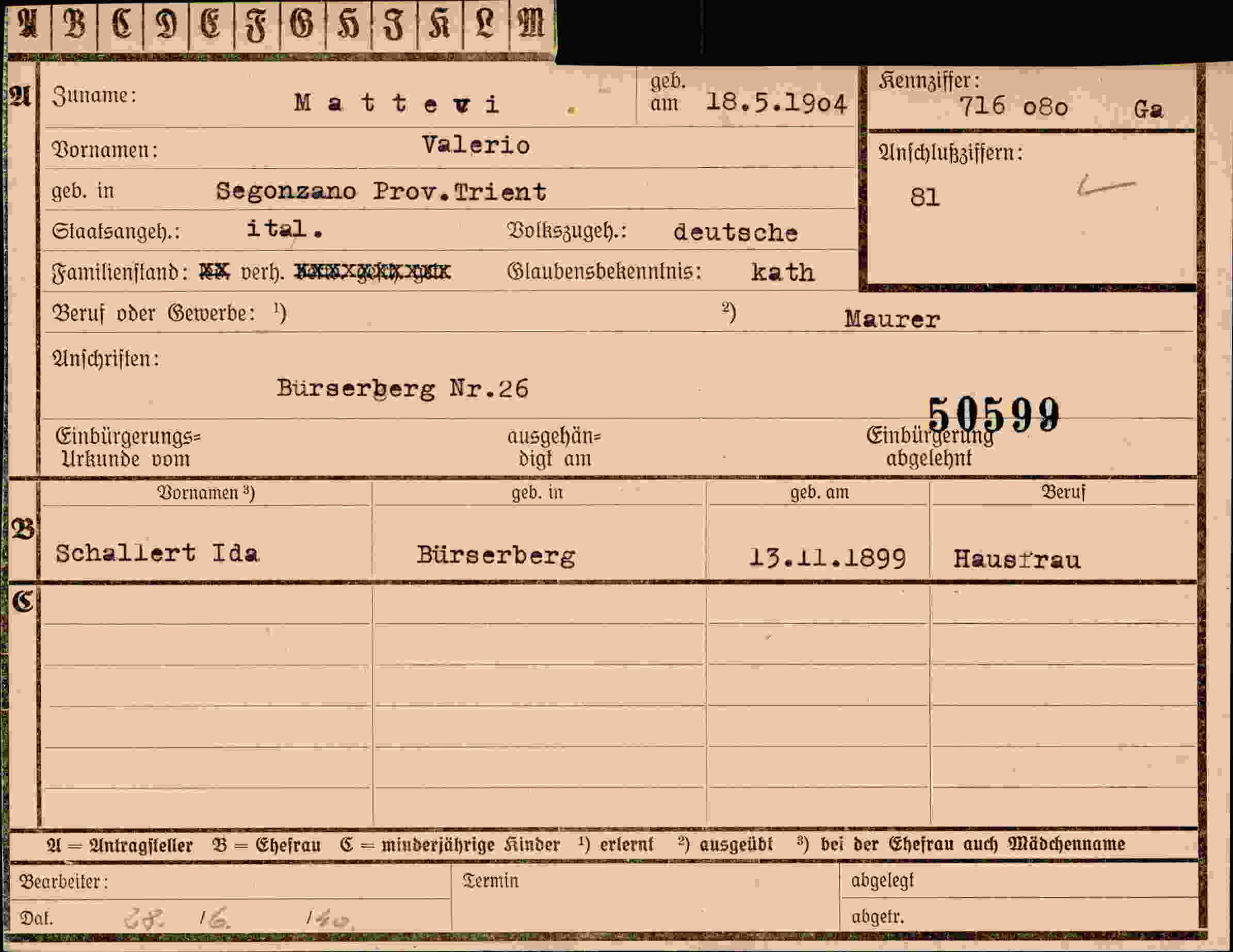 Vorderseite des Dokuments