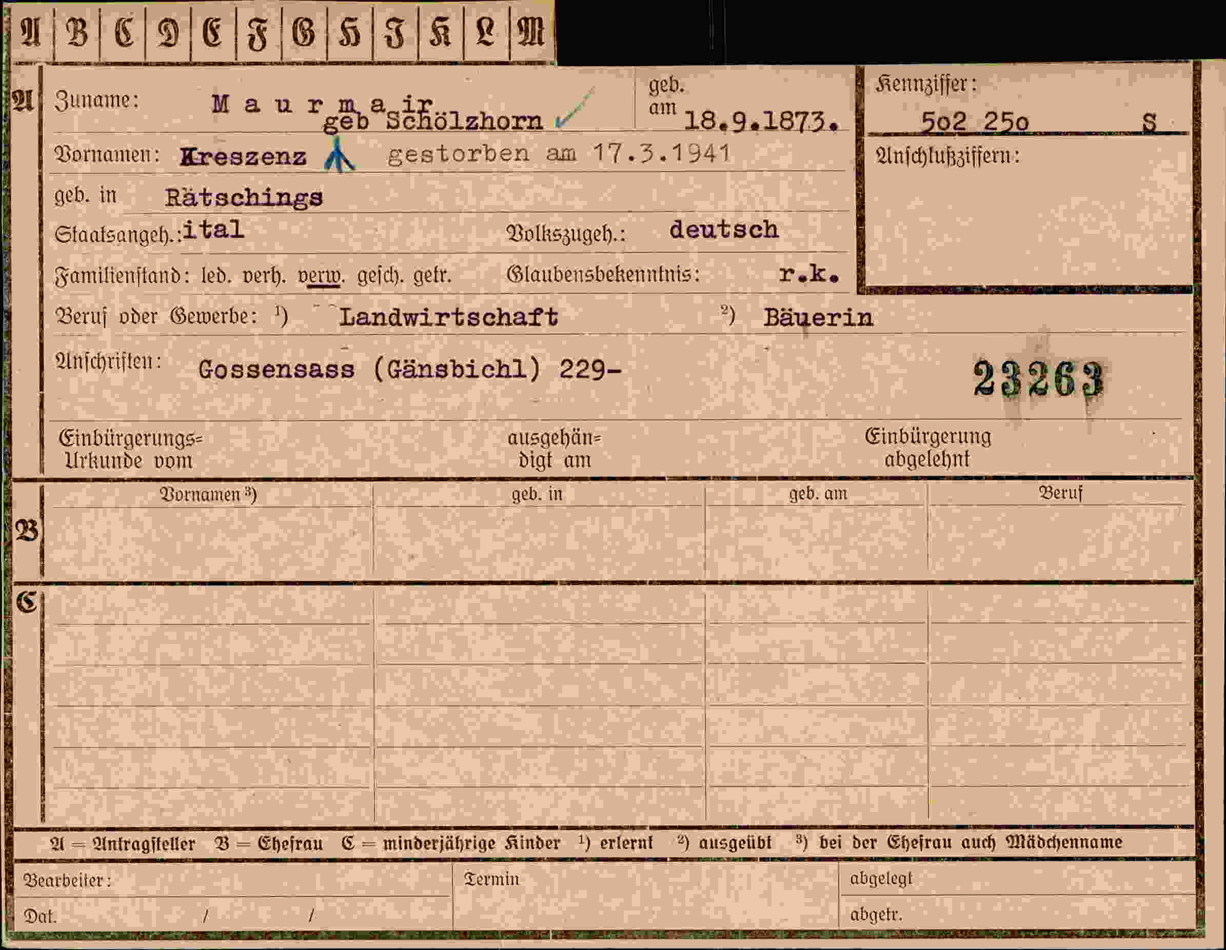 Vorderseite des Dokuments