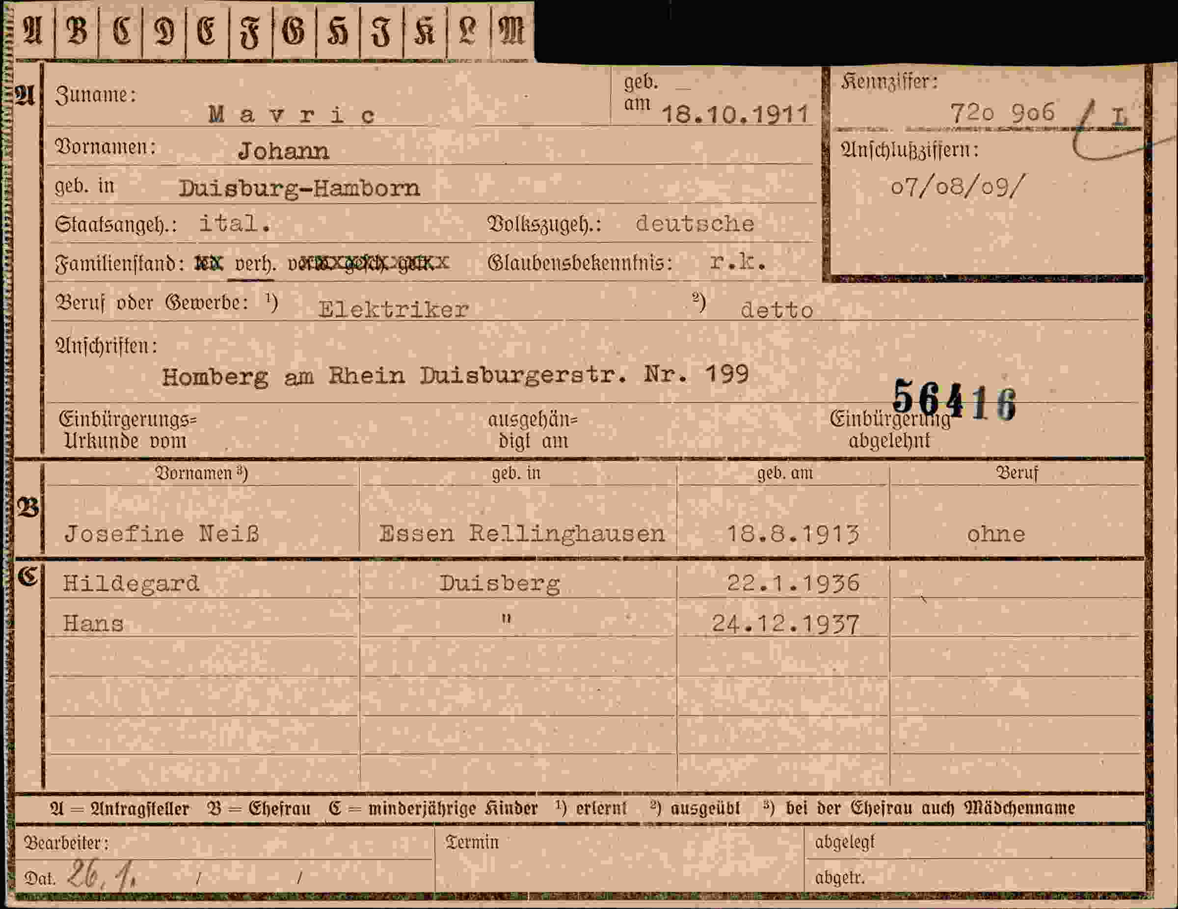 Dokument für Johann Mavric