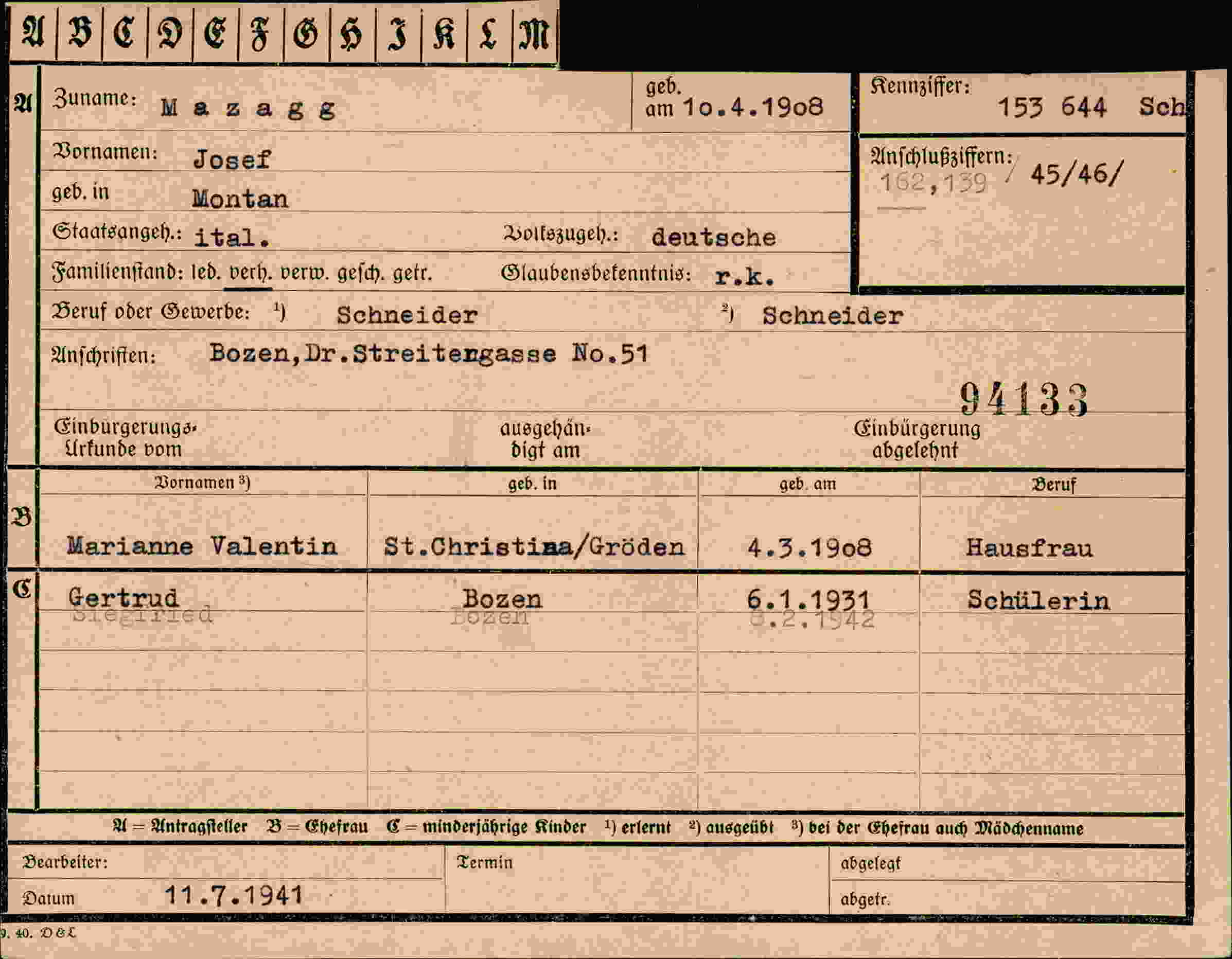 Vorderseite des Dokuments