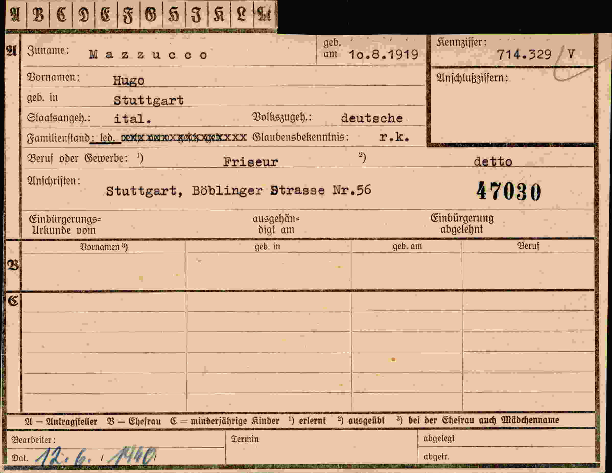 Dokument für Hugo Mazzucco