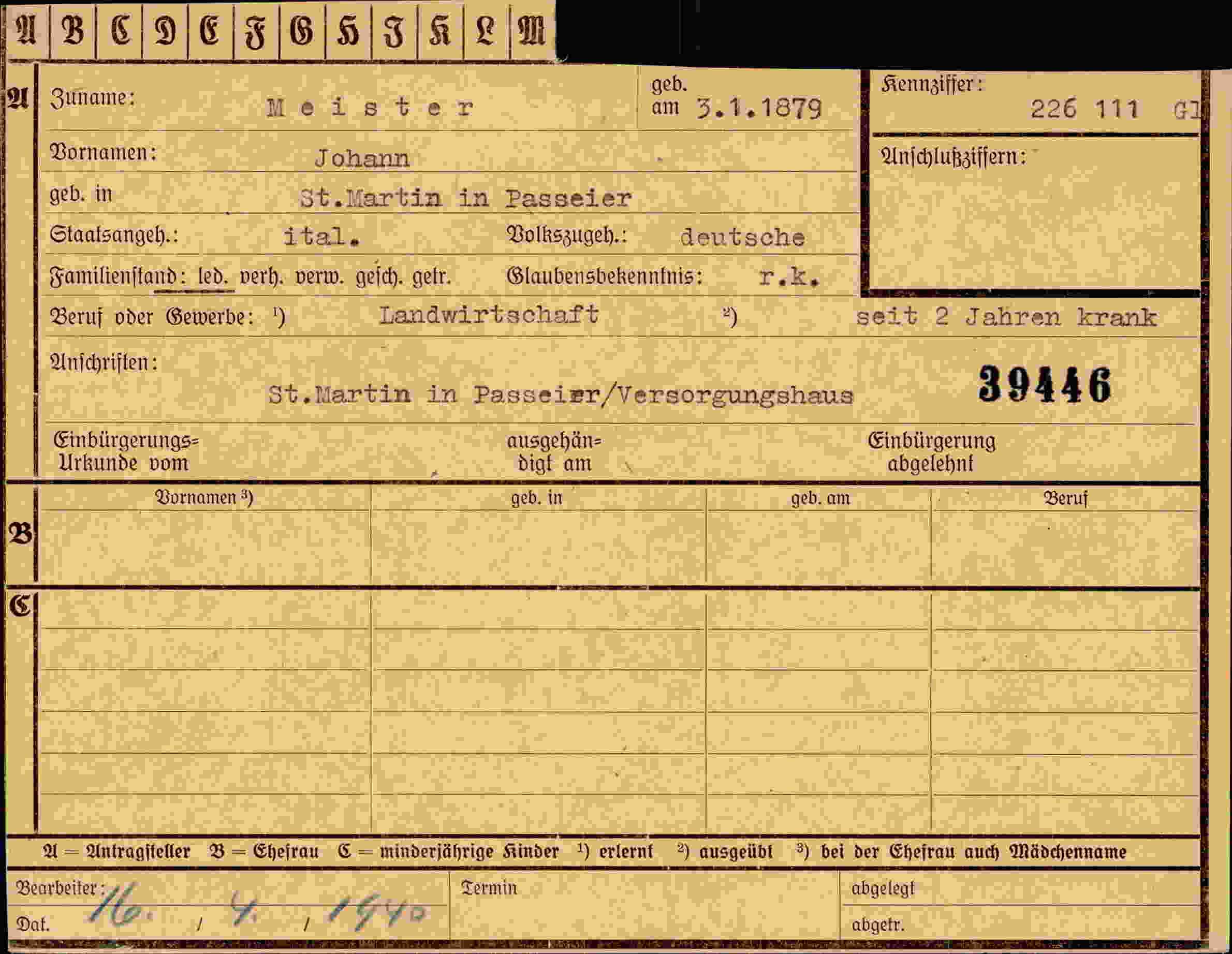 Vorderseite des Dokuments