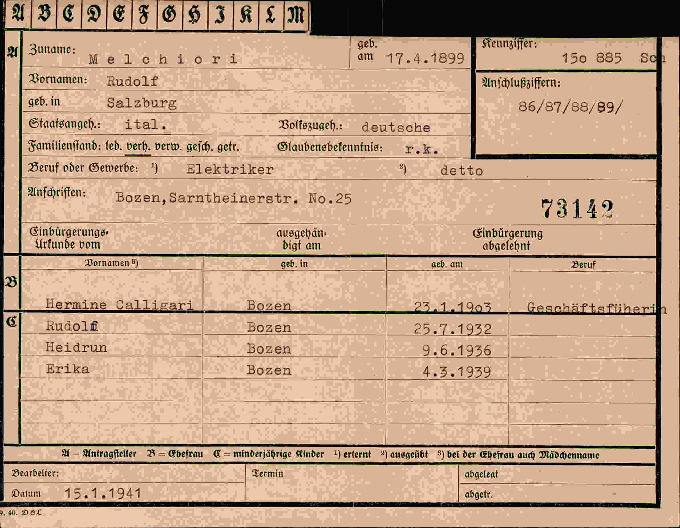 Dokument für Rudolf Melchiori