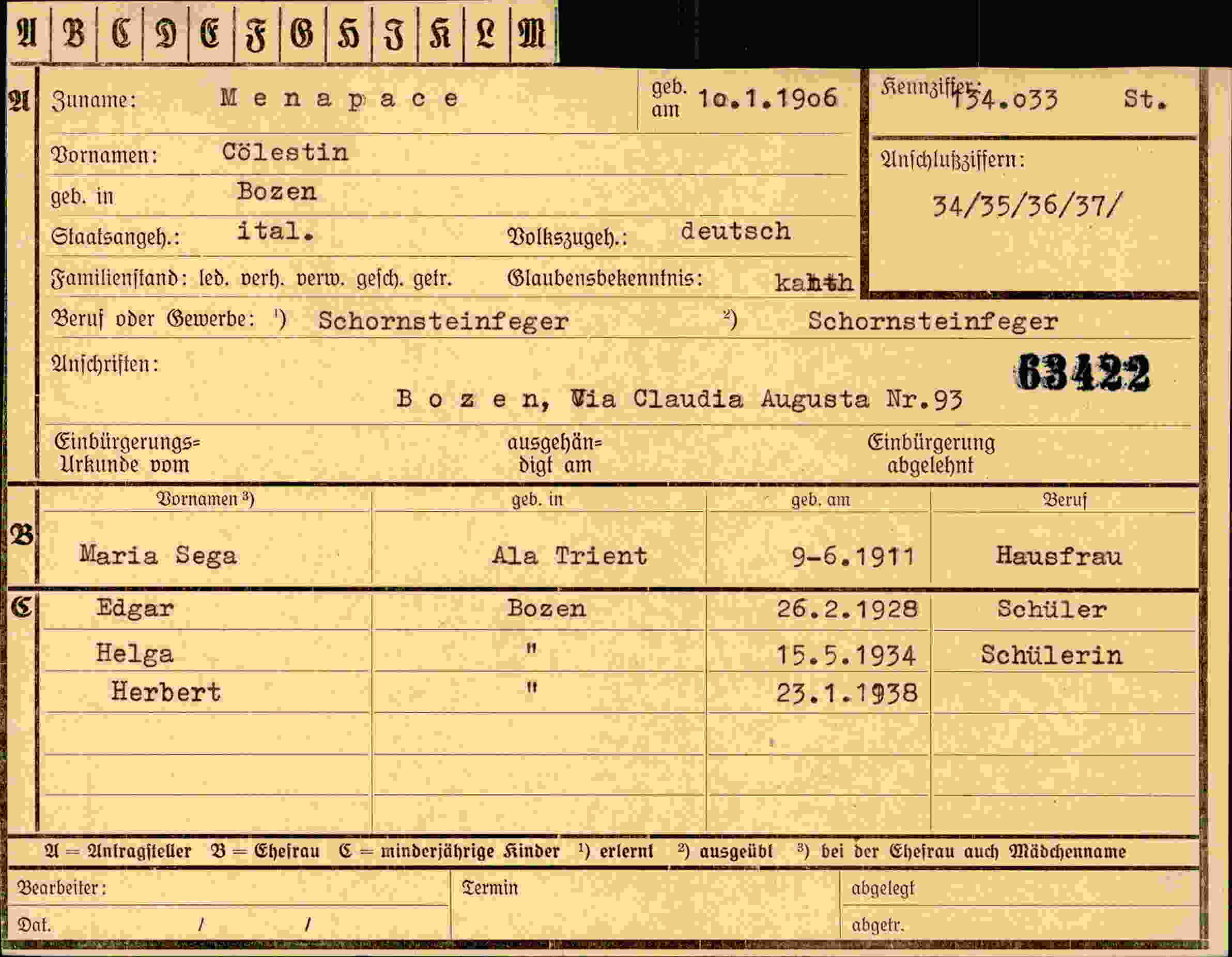 Vorderseite des Dokuments