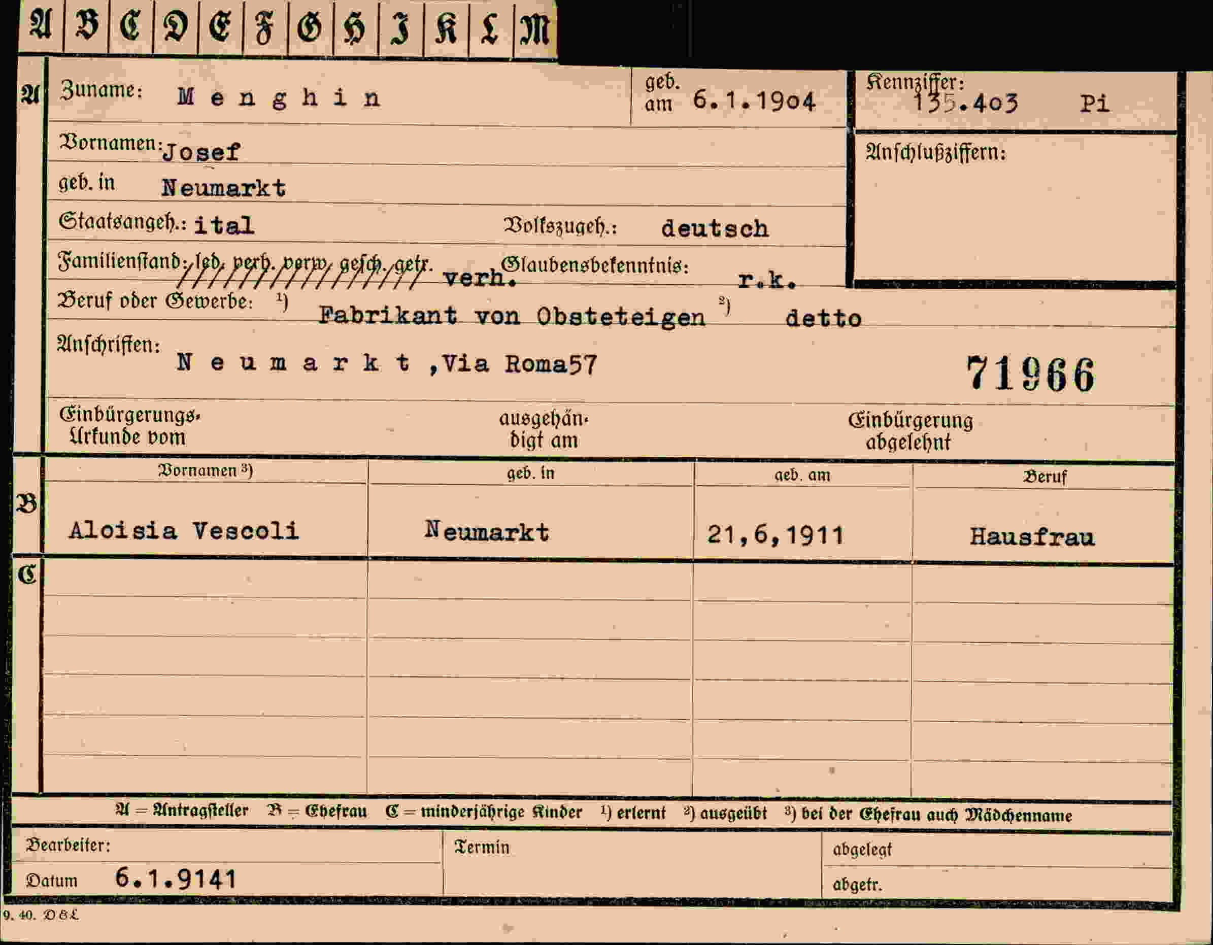 Vorderseite des Dokuments