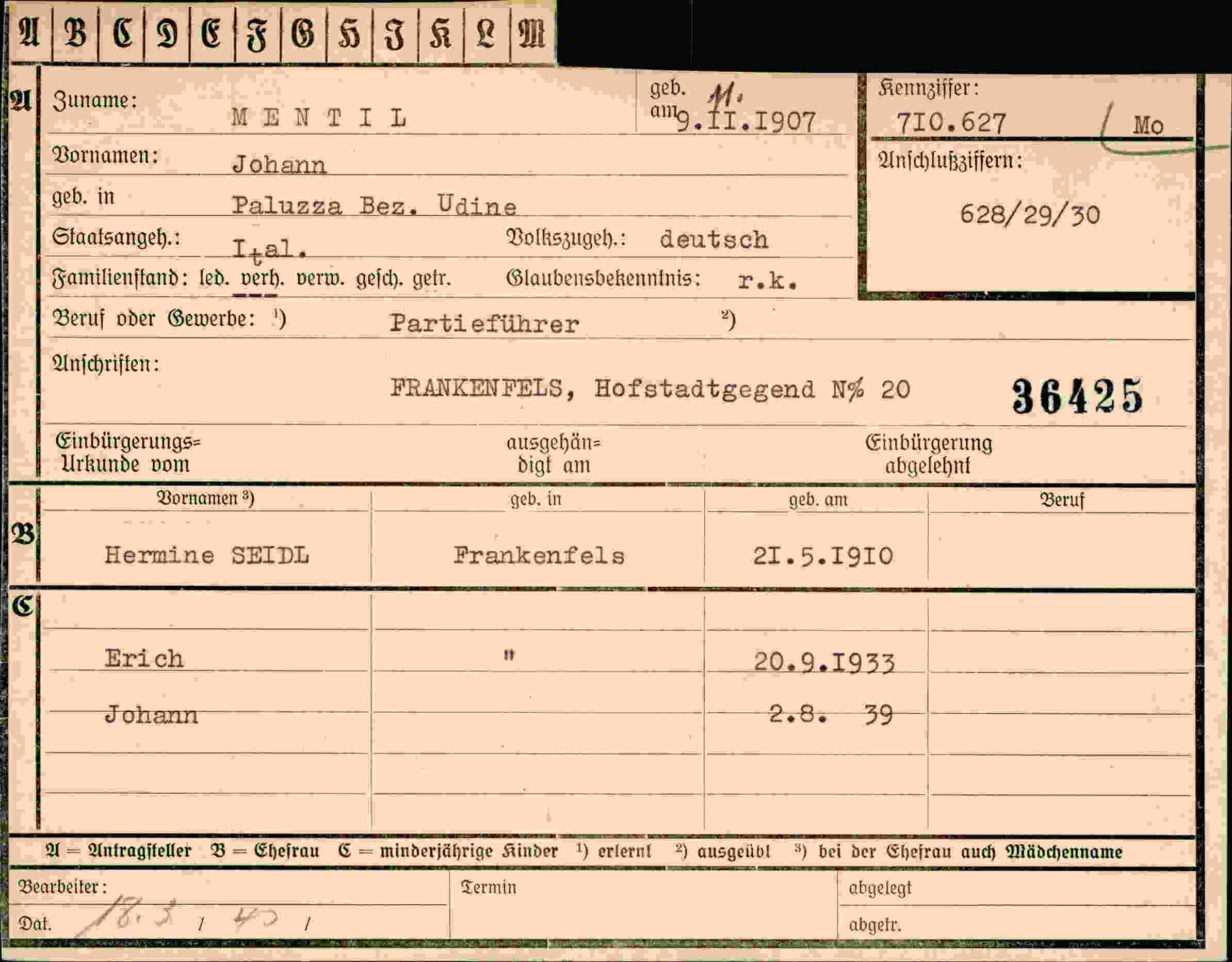 Dokument für Johann Mentil