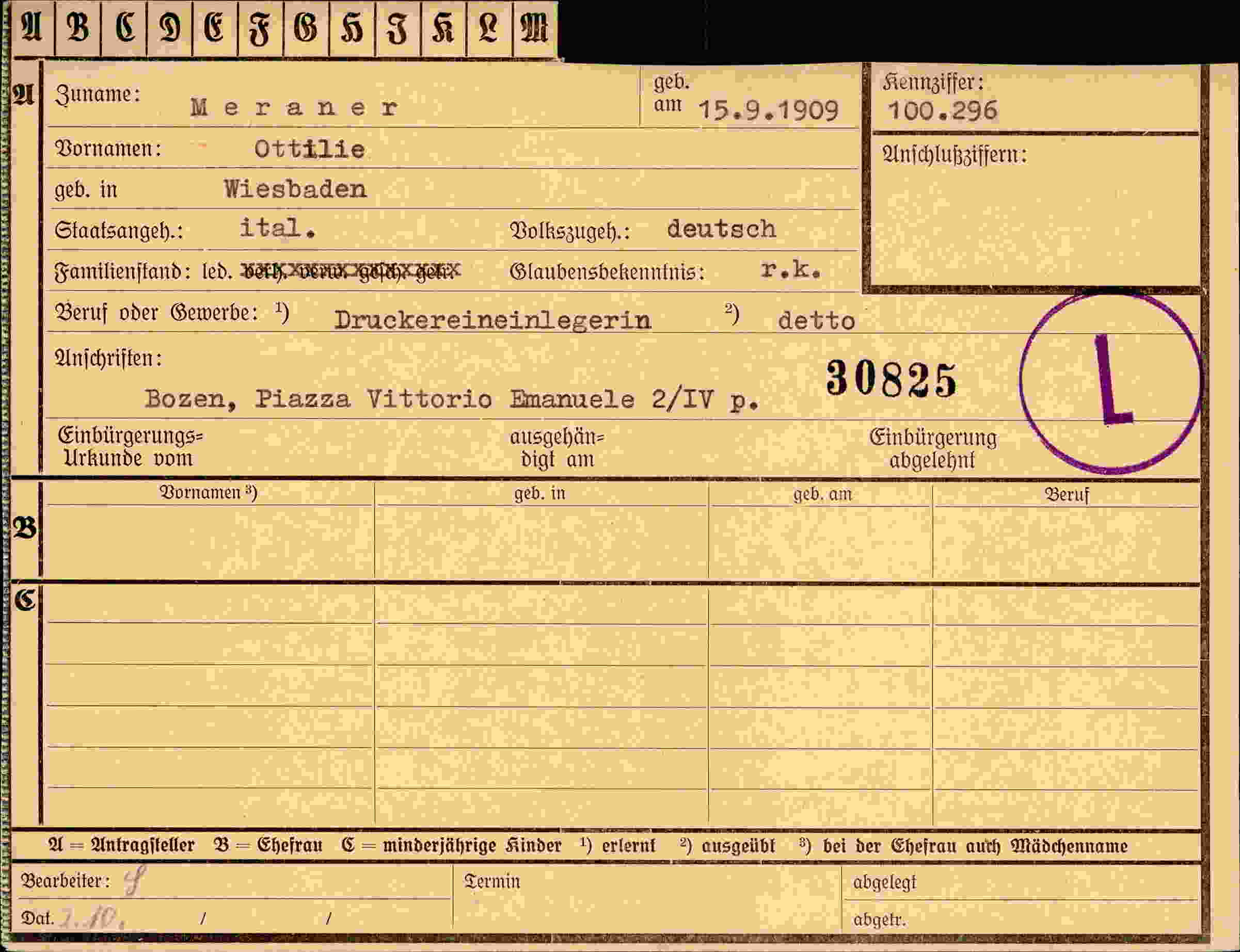 Dokument für Ottilie Meraner