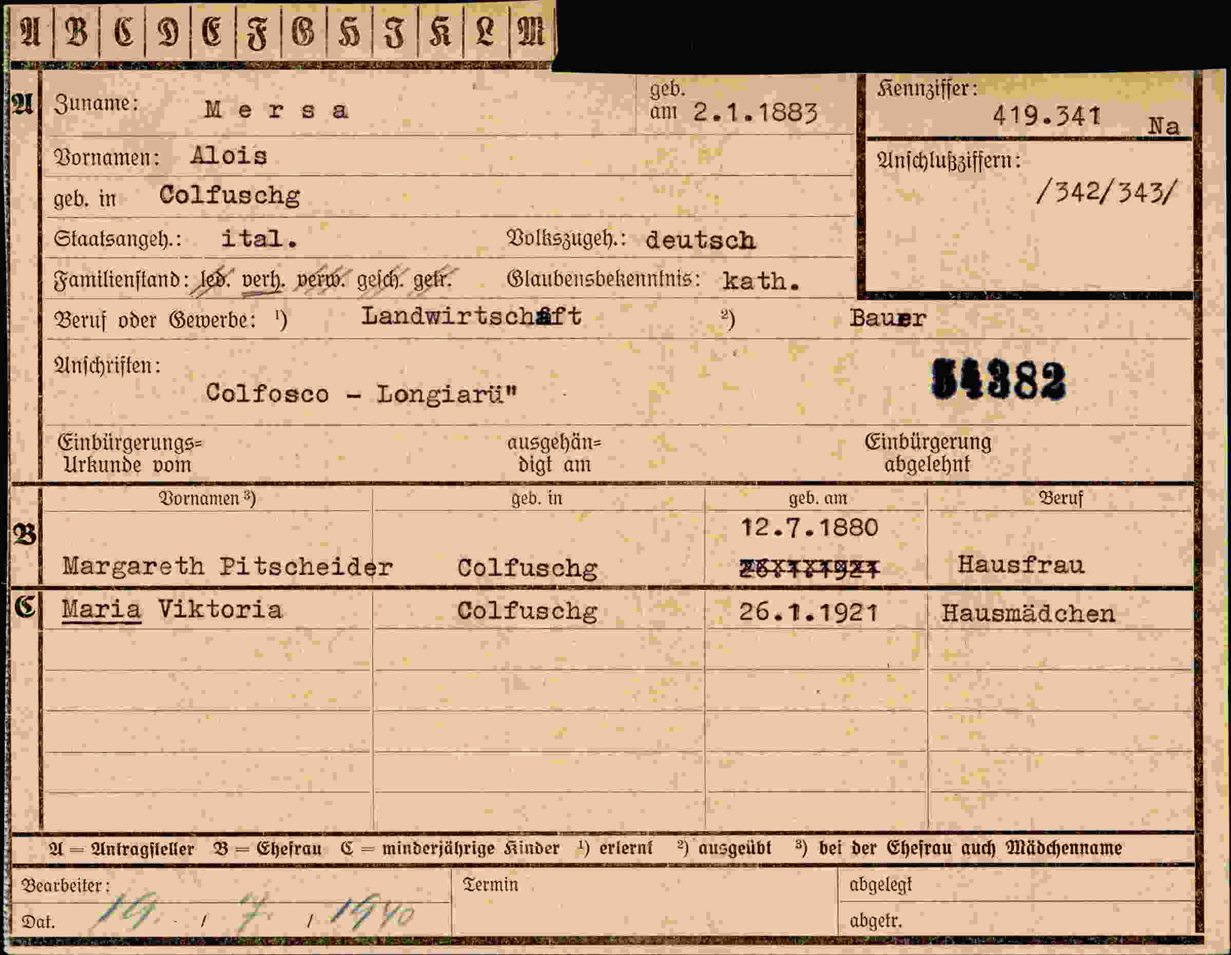 Vorderseite des Dokuments