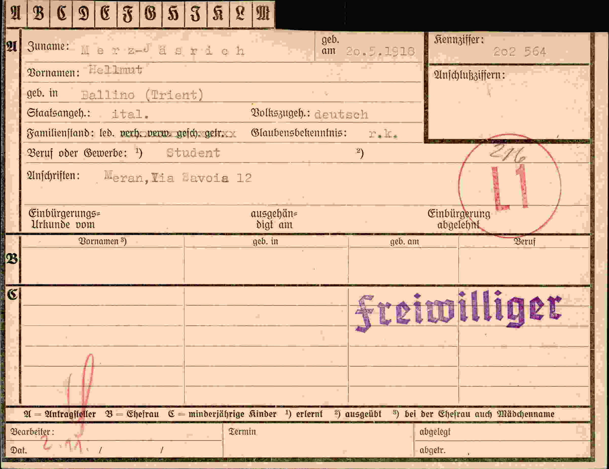 Vorderseite des Dokuments