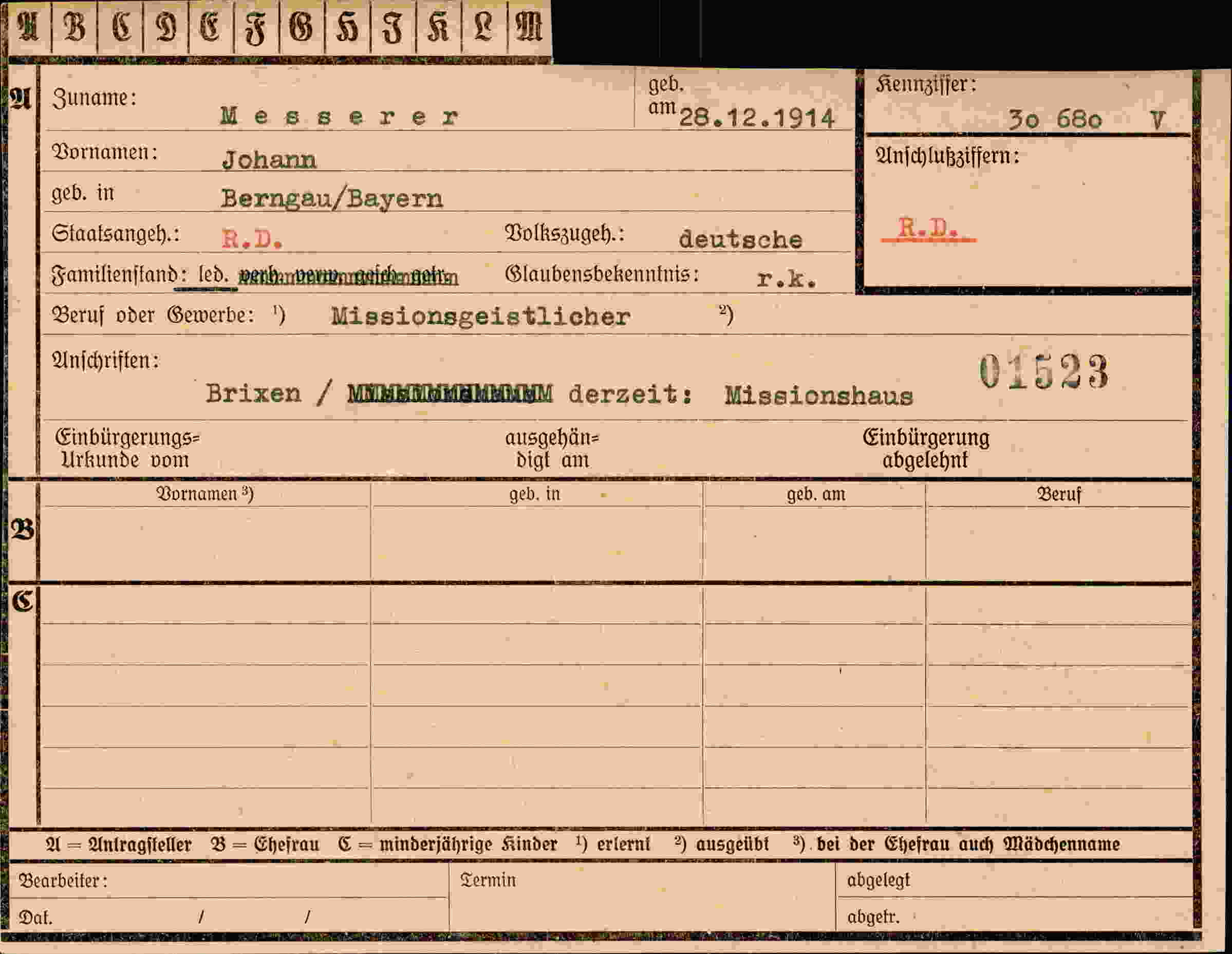 Dokument für Johann Messerer
