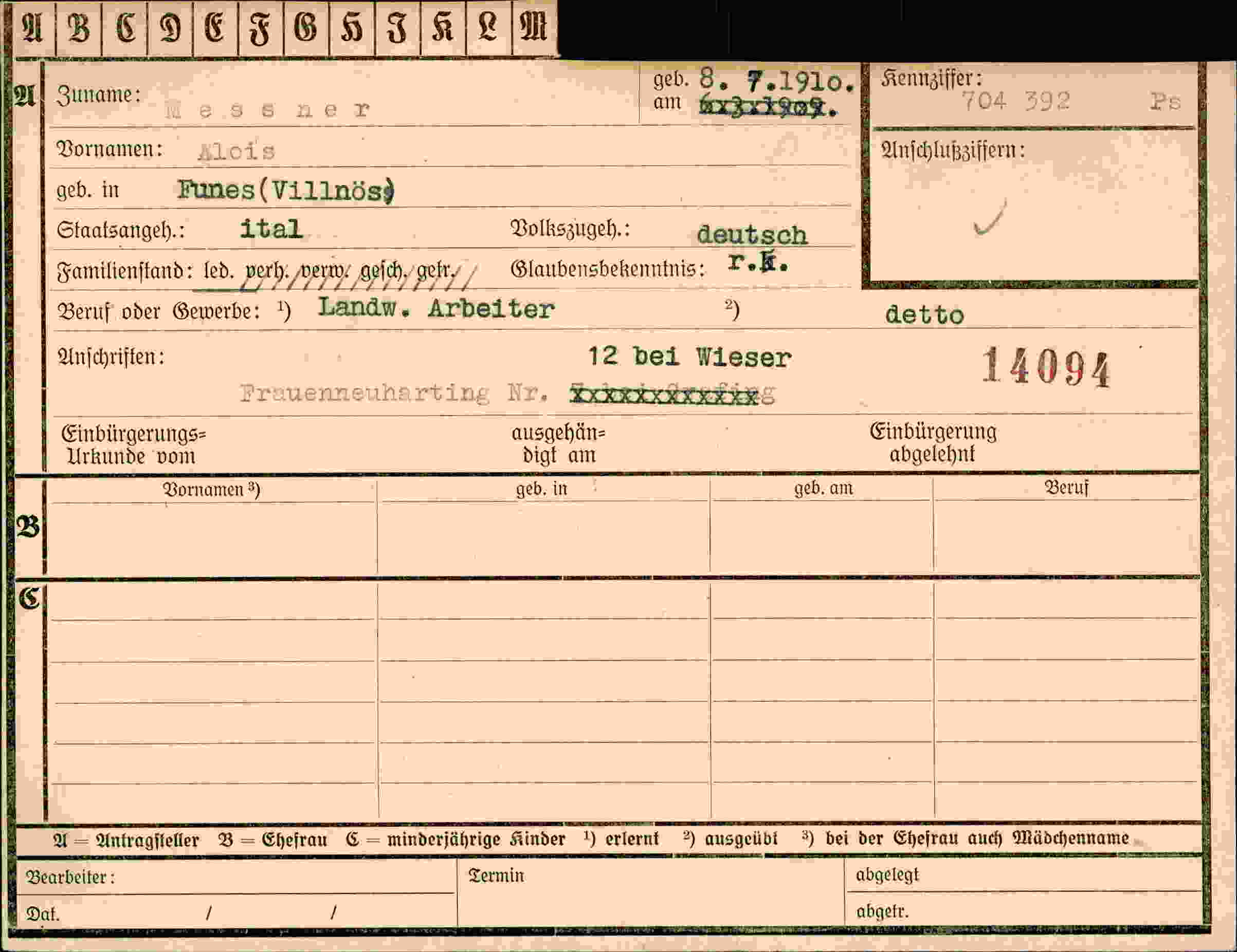 Dokument für Alois Messner