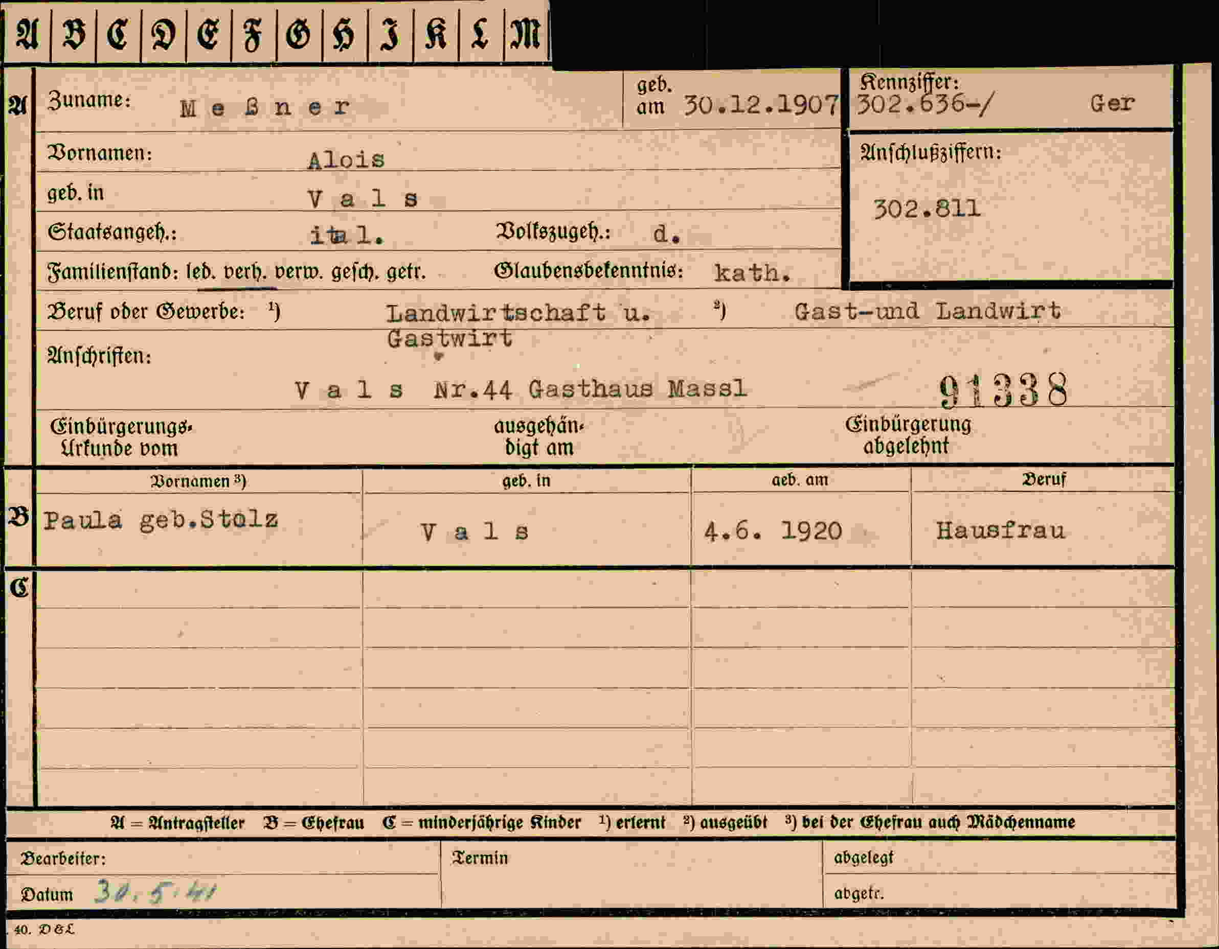 Dokument für Alois Mebner