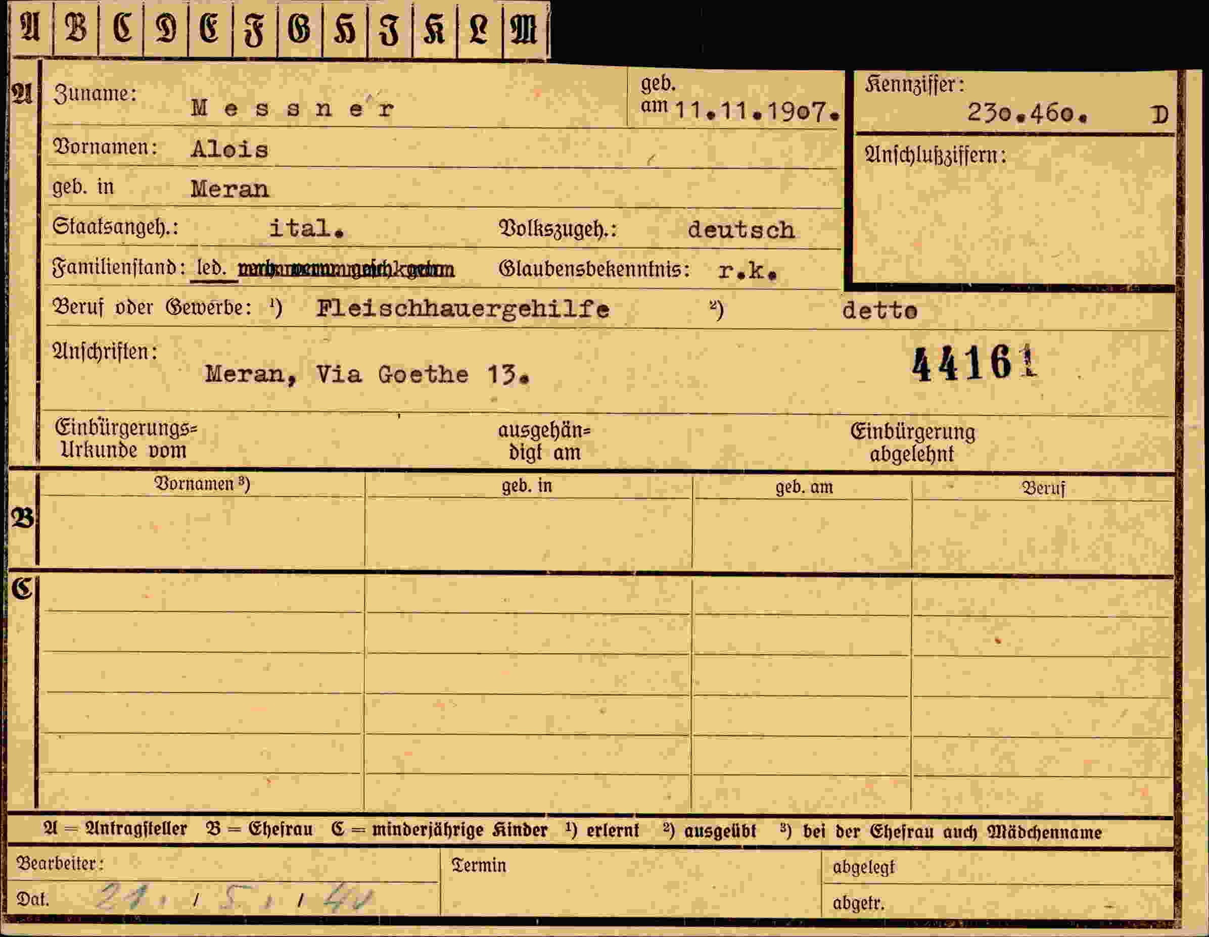 Dokument für Alois Messner
