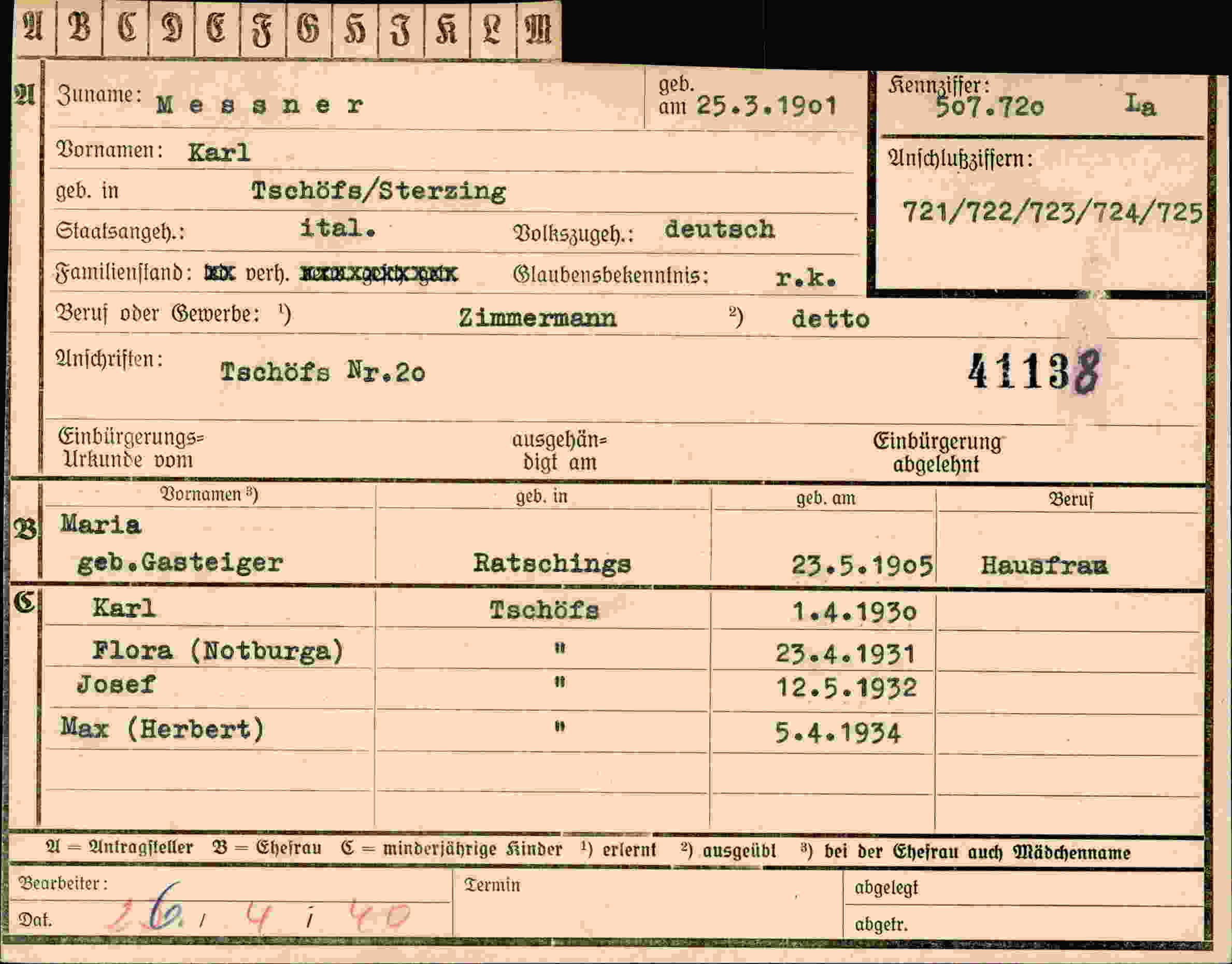 Vorderseite des Dokuments