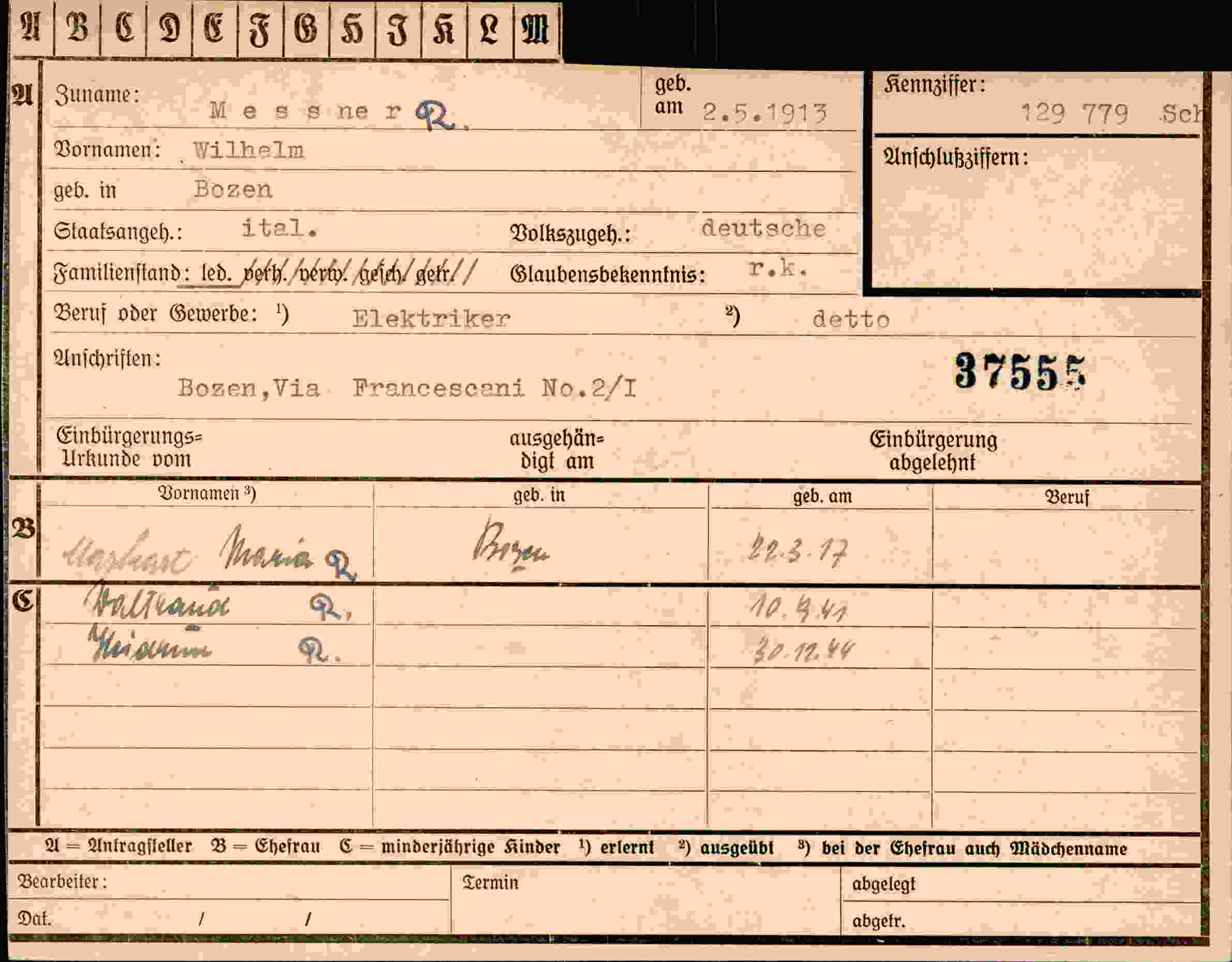 Dokument für Wilhelm Messner